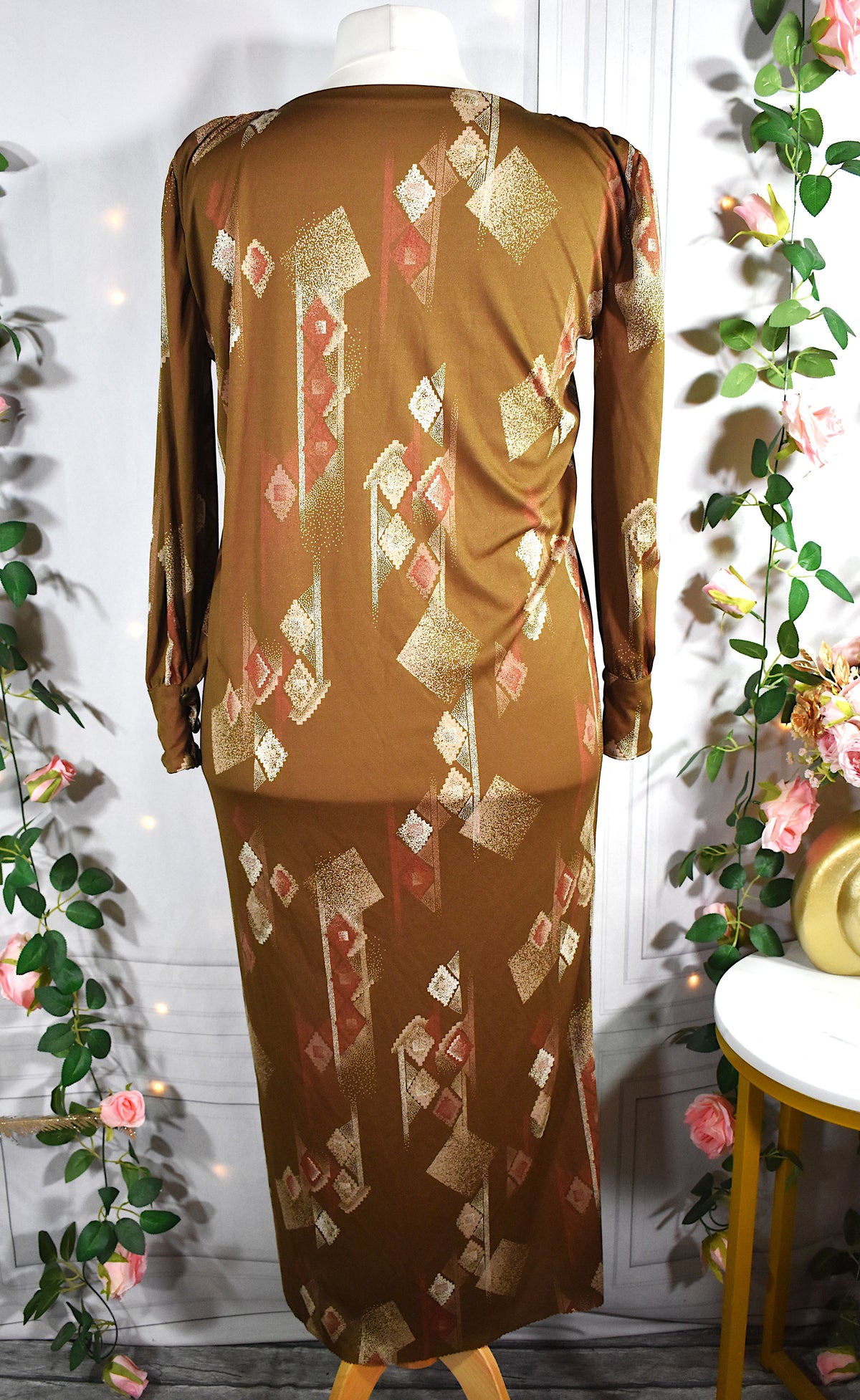 Robe longue en mousseline marron