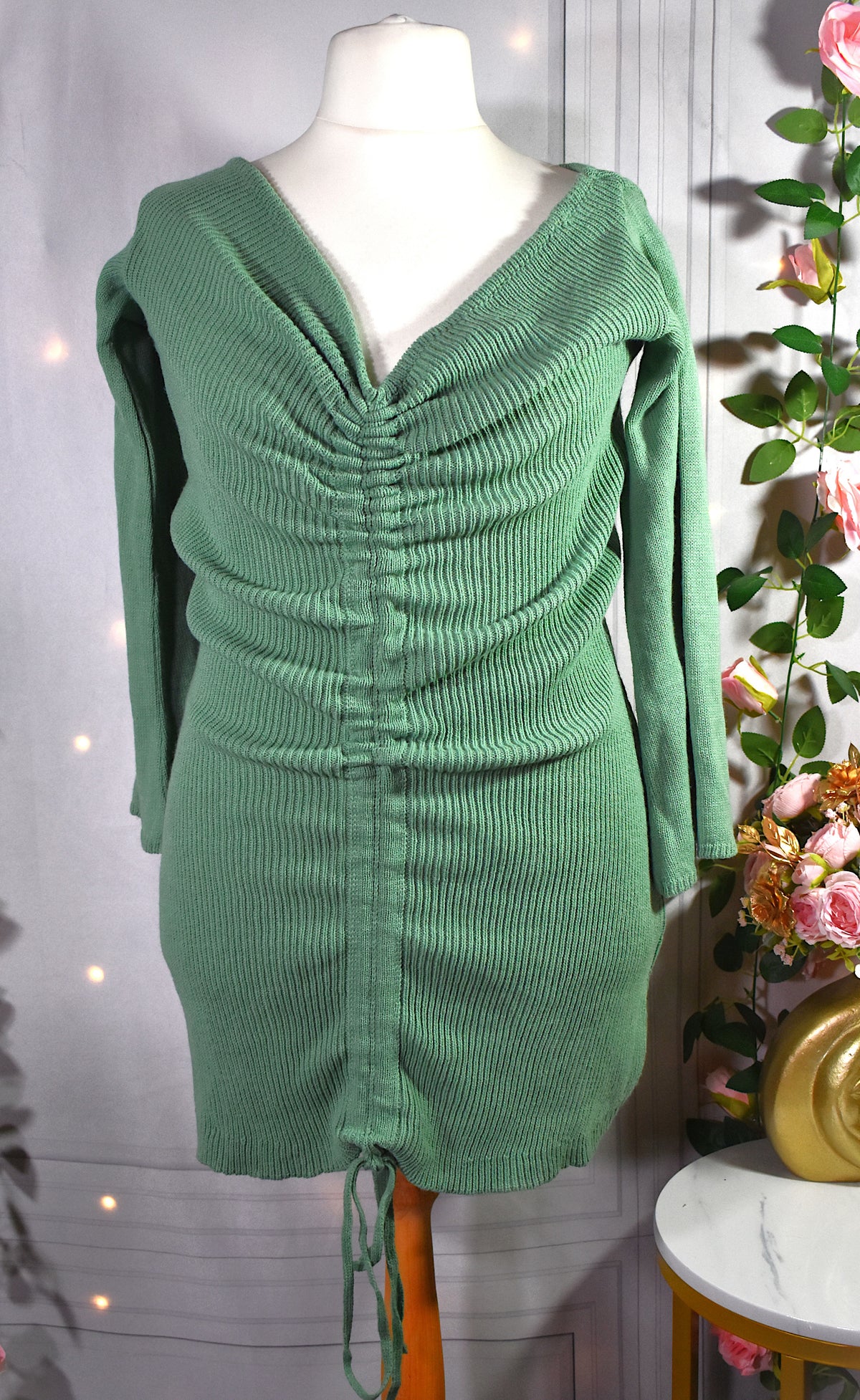 Robe pull vert tilleul