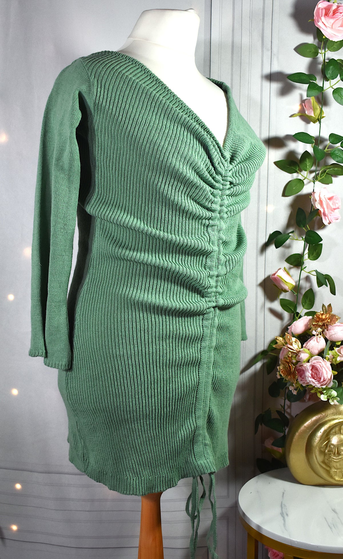 Robe pull vert tilleul