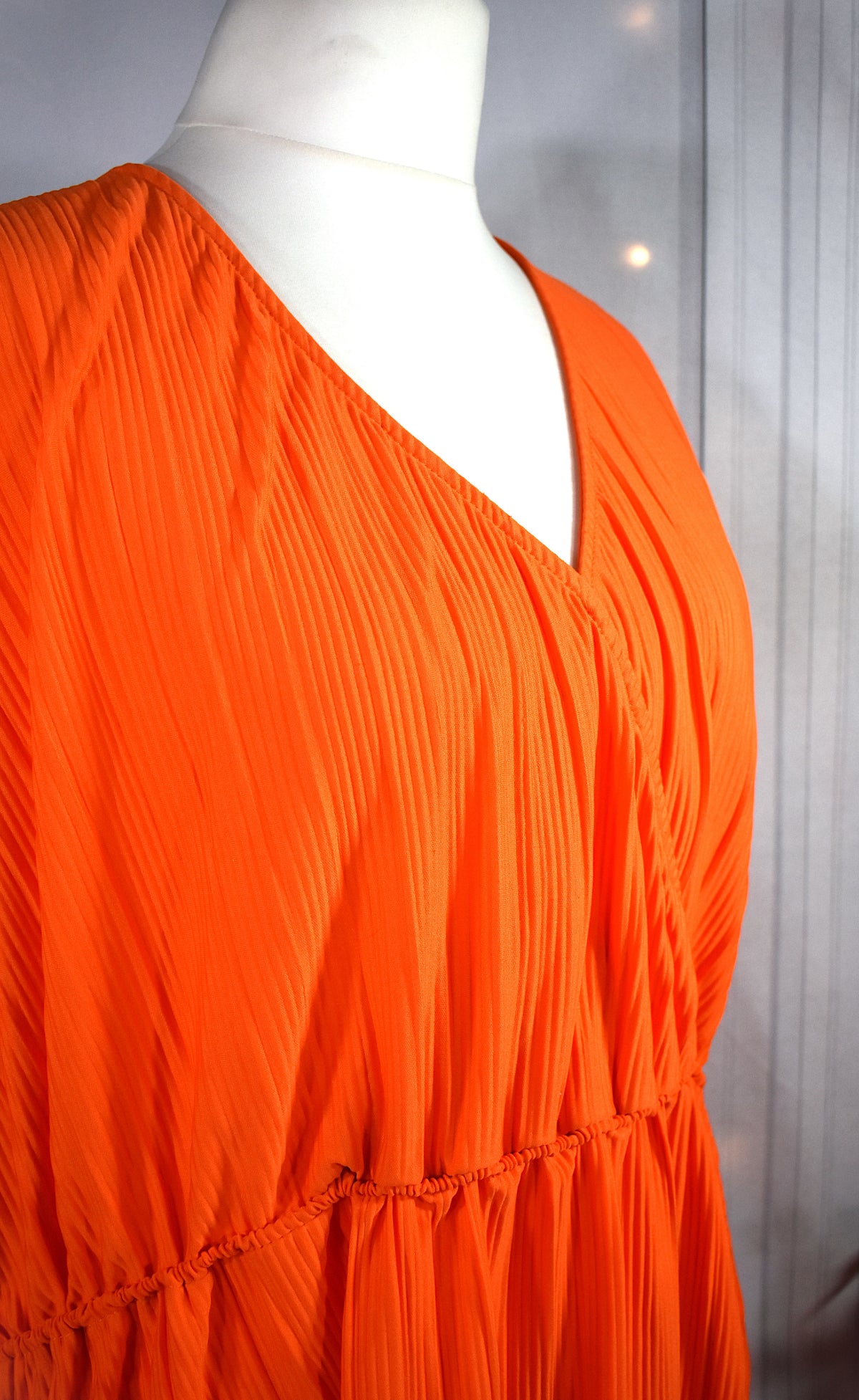 Robe mi-longue orange côtelée