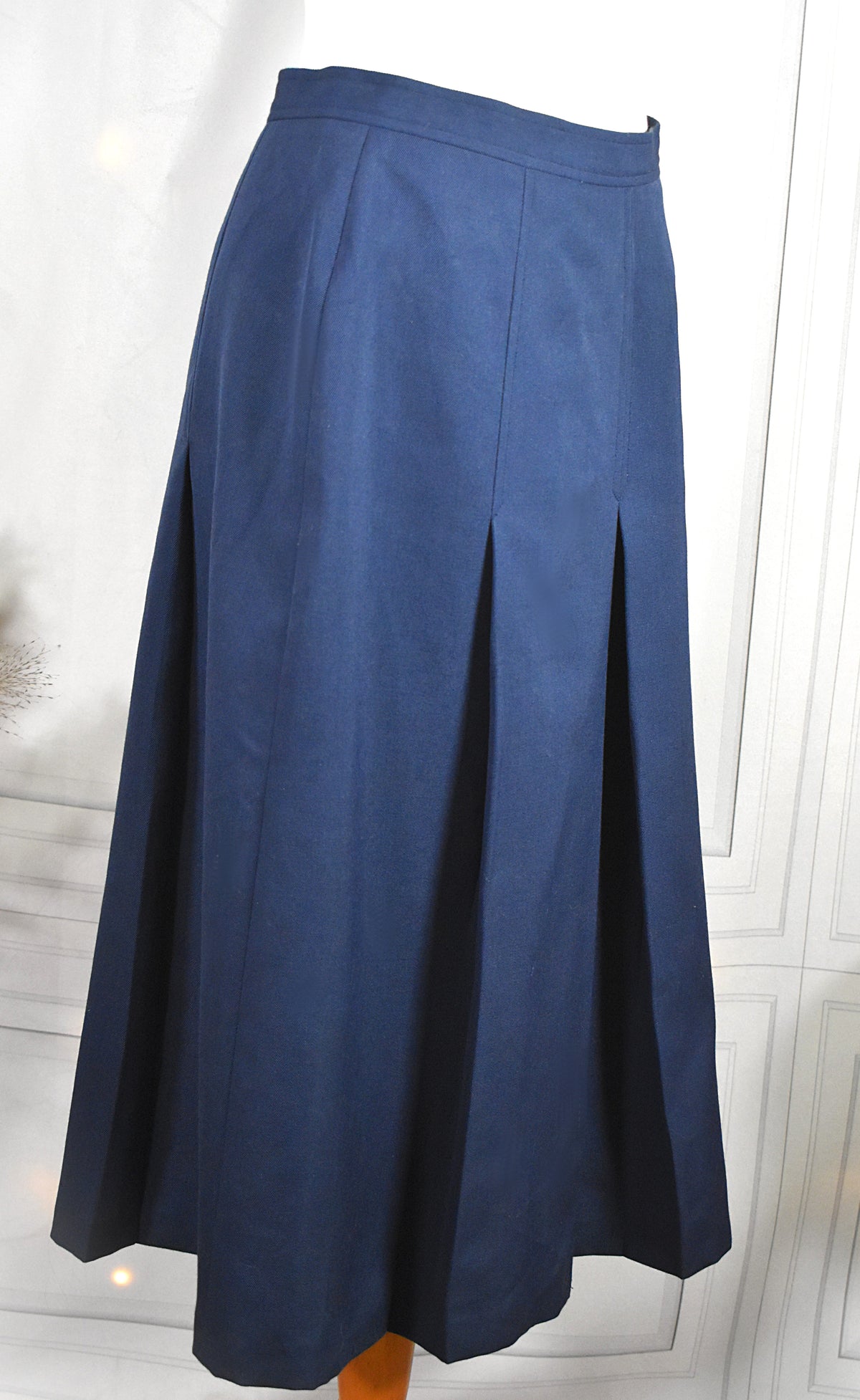 Jupe midi plissée bleu marine