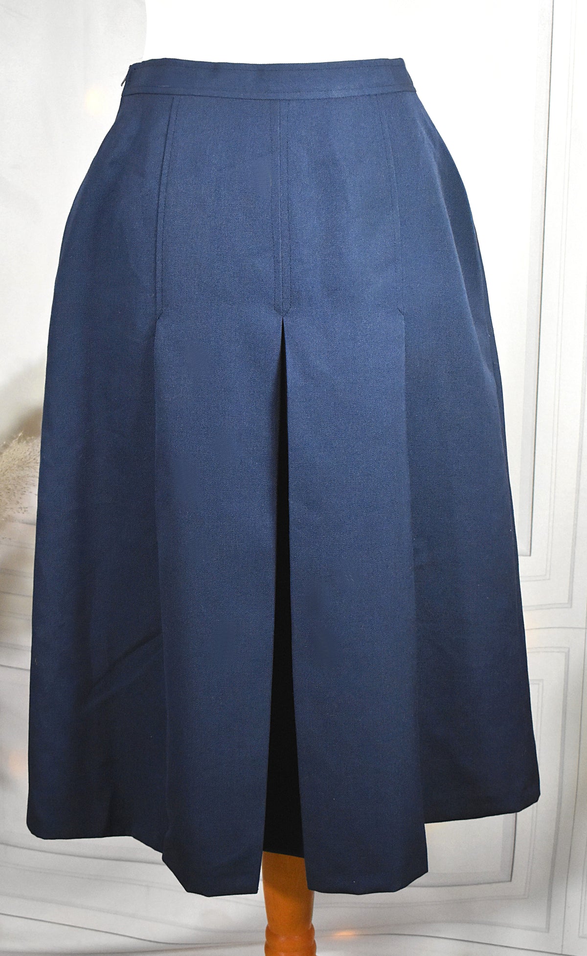 Jupe midi plissée bleu marine