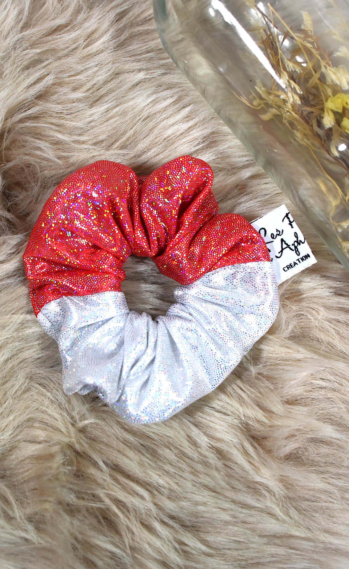 Chouchou bicolore rouge & argenté