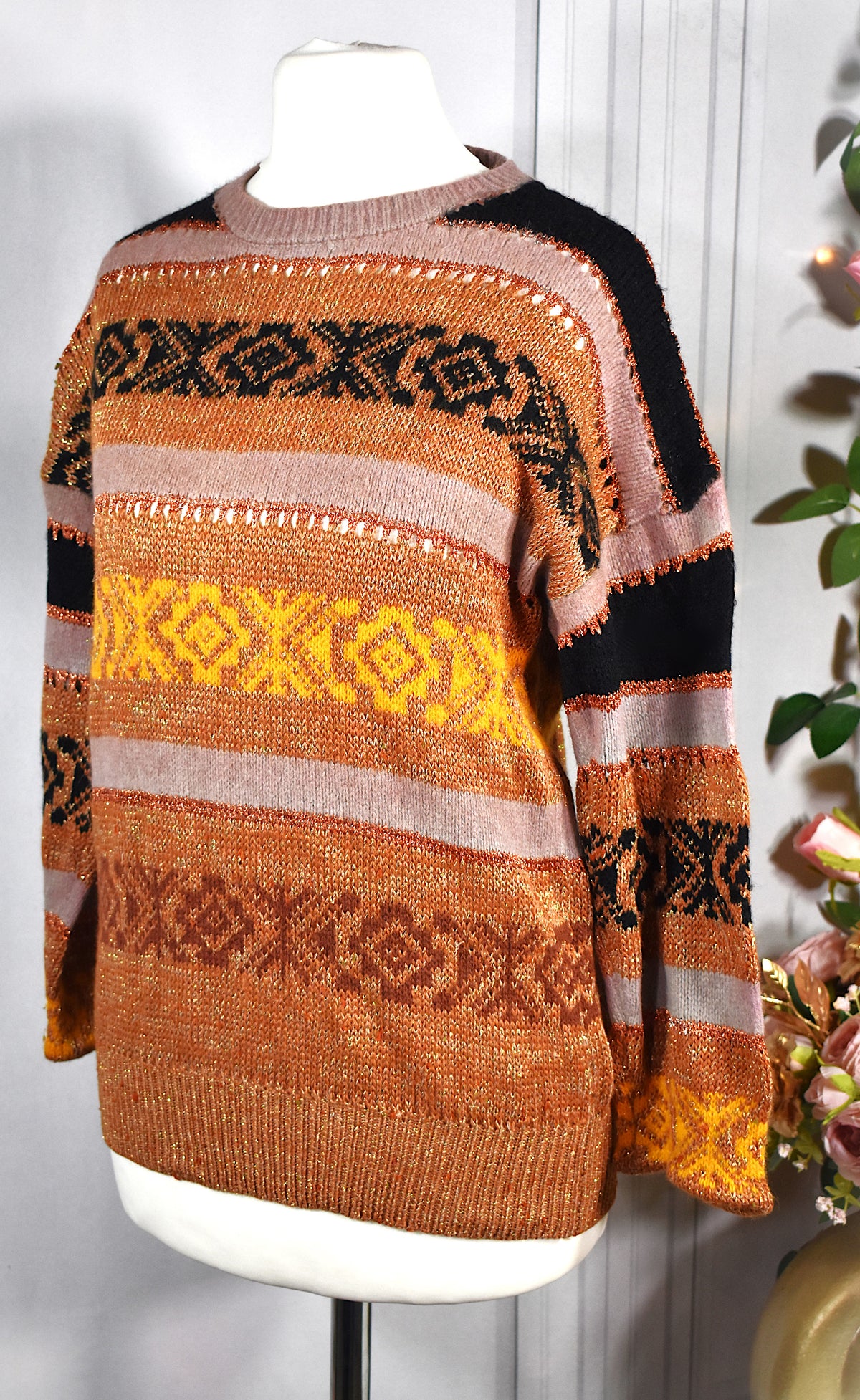 Pull ajouré cuivré & doré Aallard de Megève