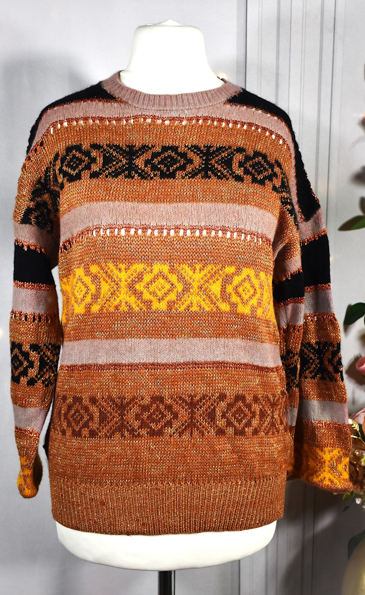 Pull ajouré cuivré & doré Aallard de Megève