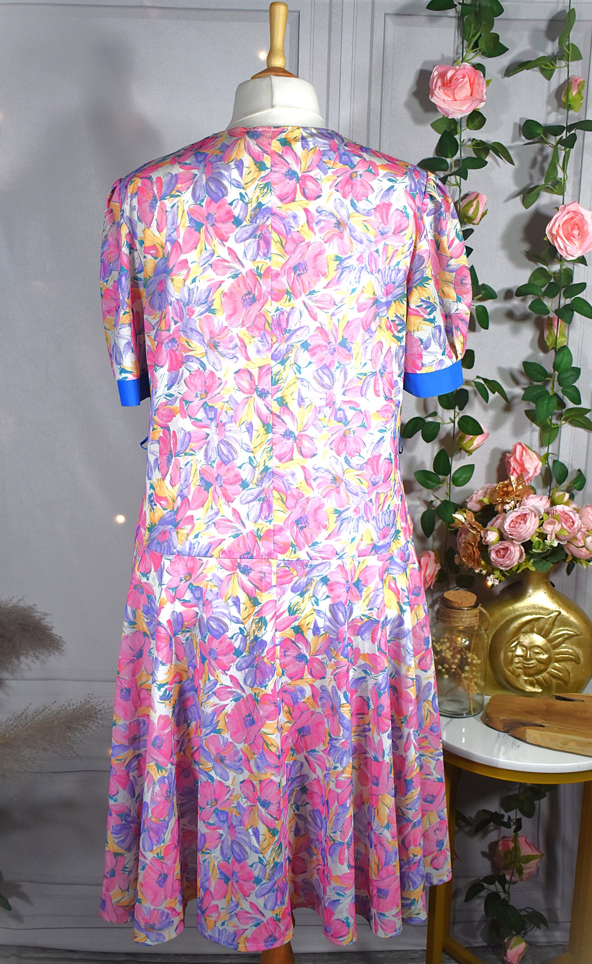 Robe fleurs roses & jaunes