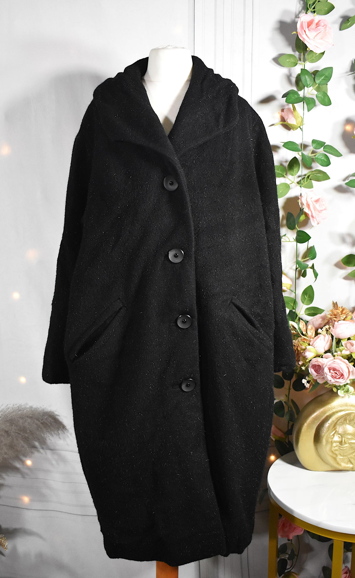 Manteau mi-long noir & argenté