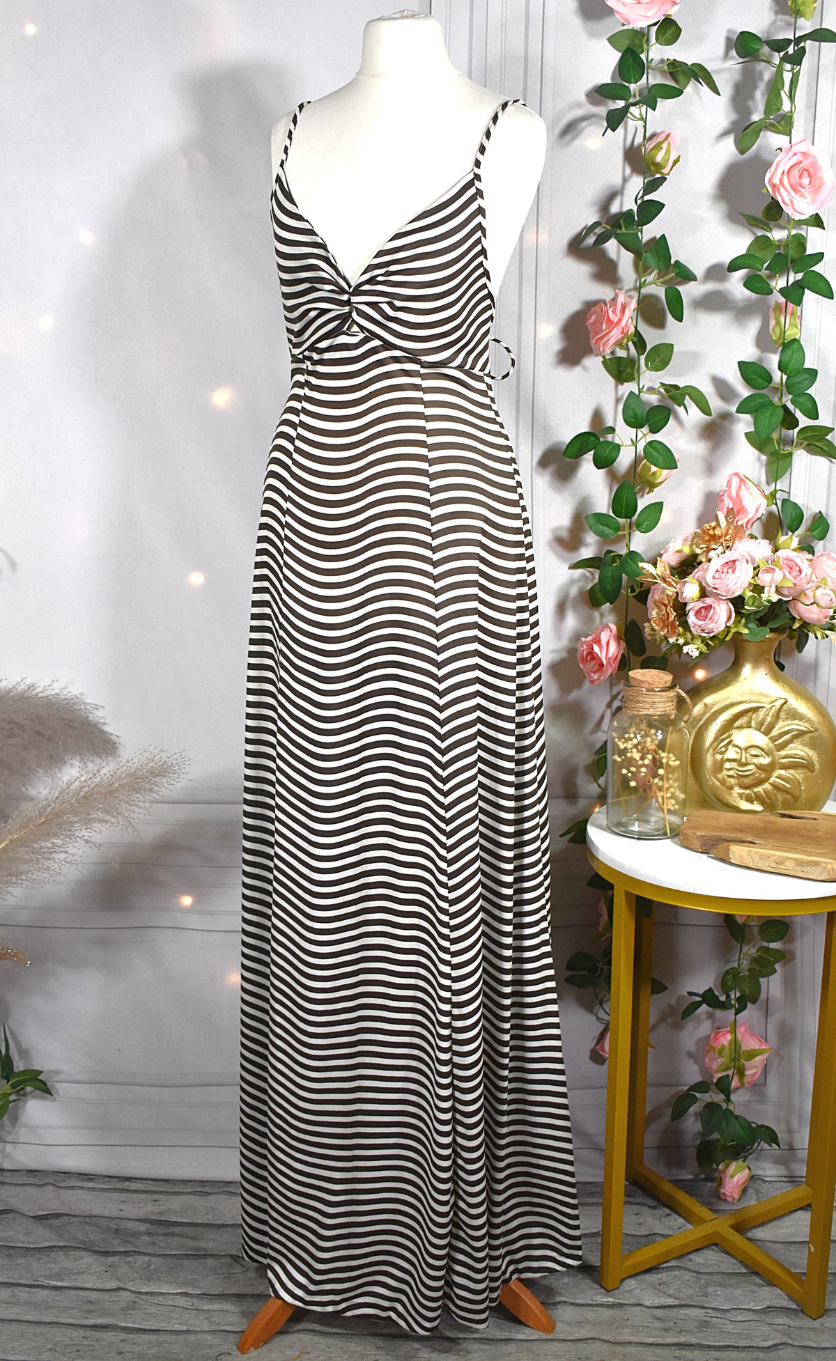 Robe longue néoprène rayée