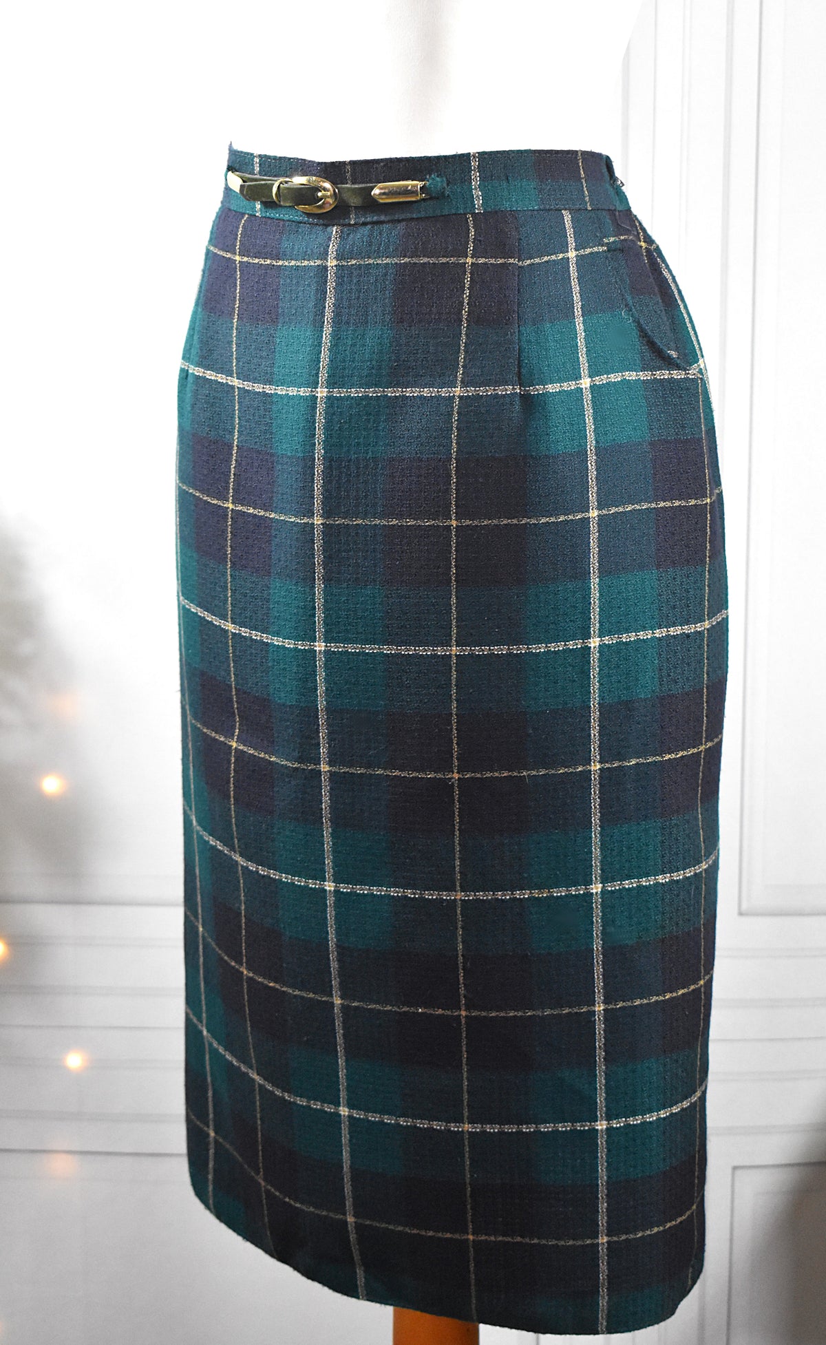 Jupe tartan mi-longue droite