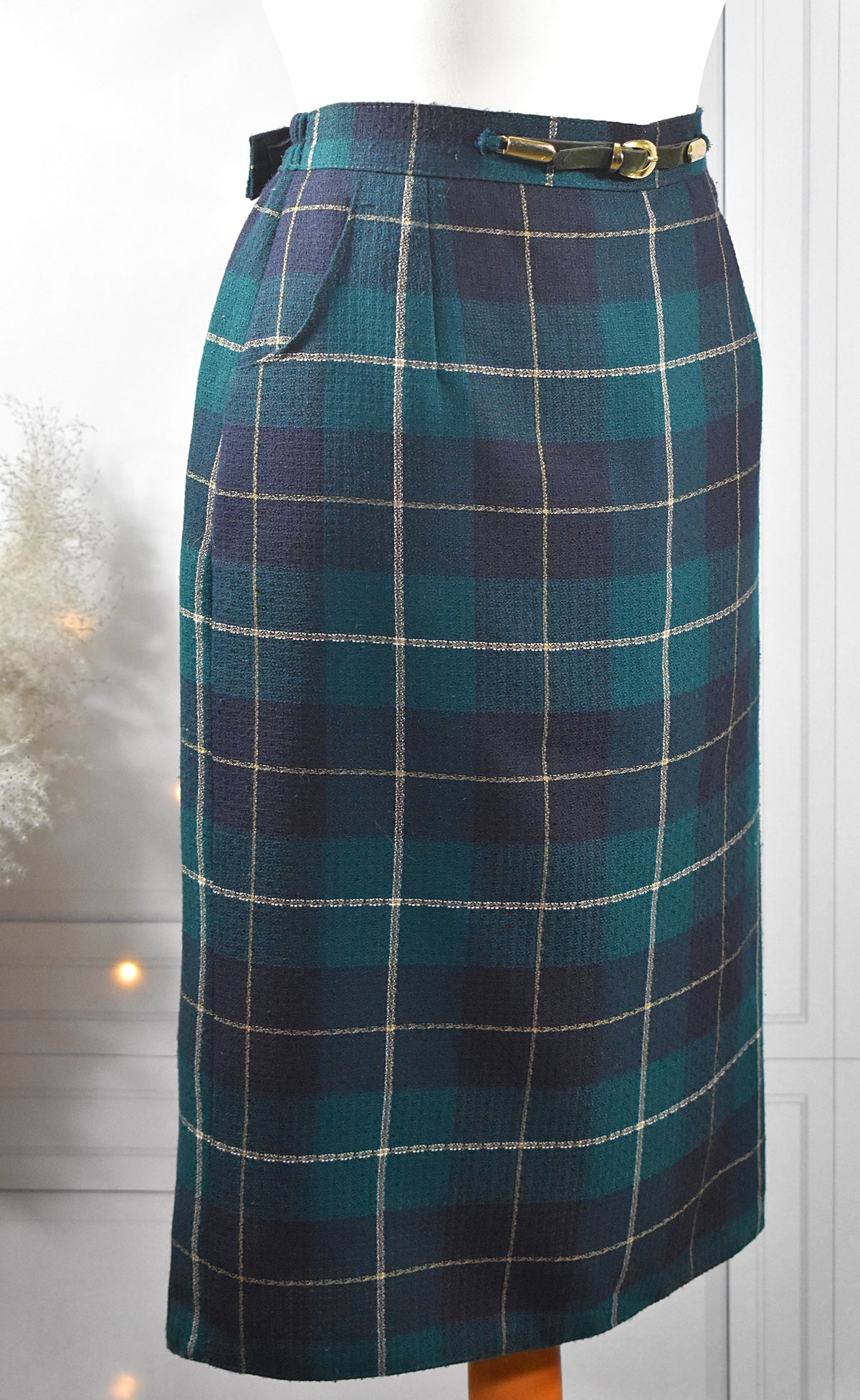 Jupe tartan mi-longue droite