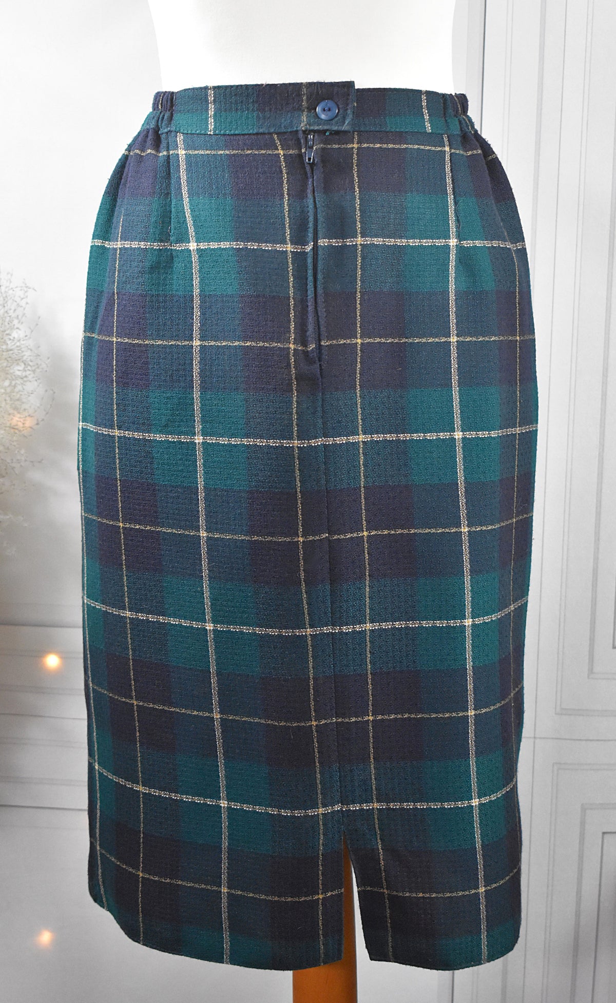 Jupe tartan mi-longue droite