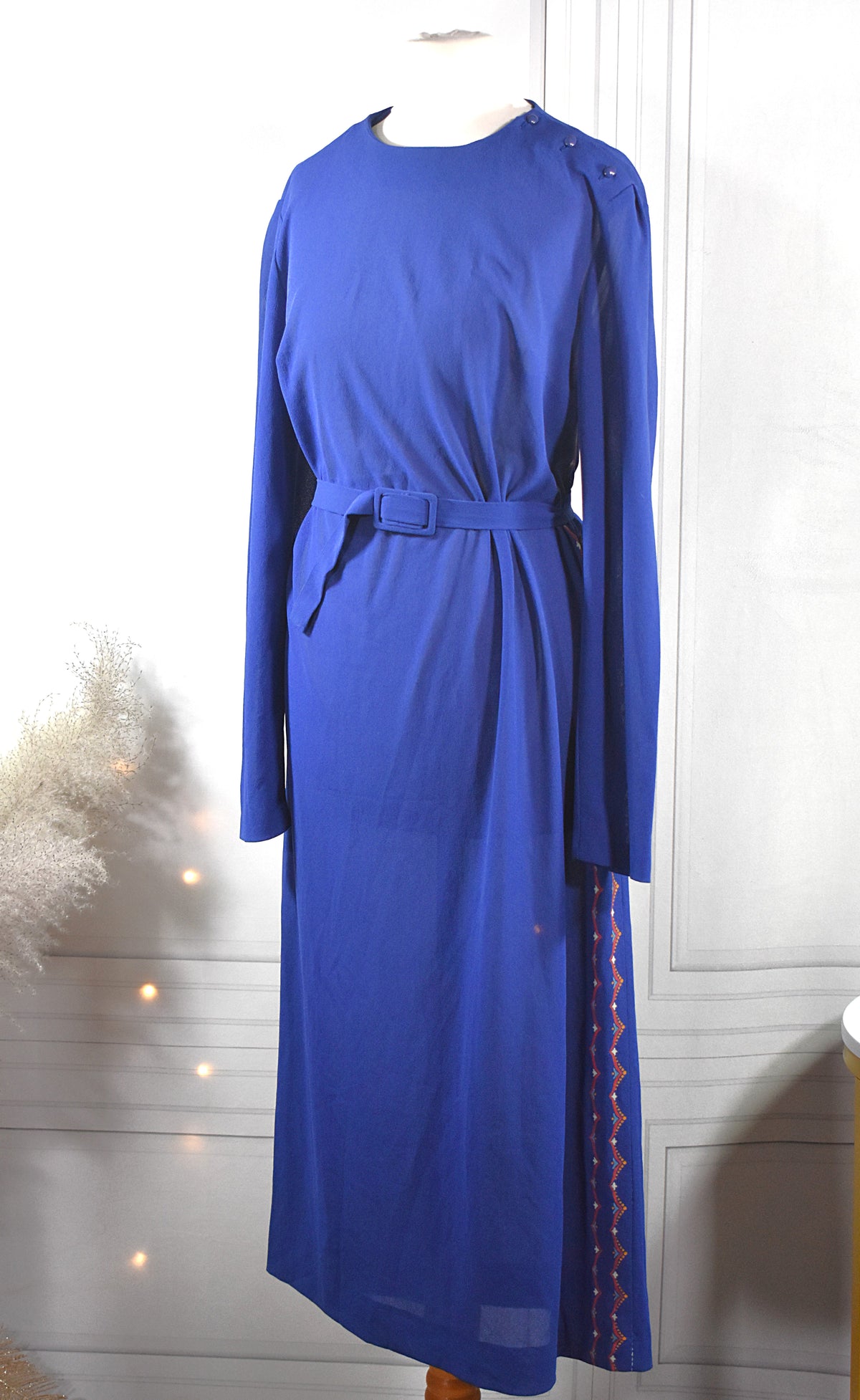Robe mi-longue mousseline indigo