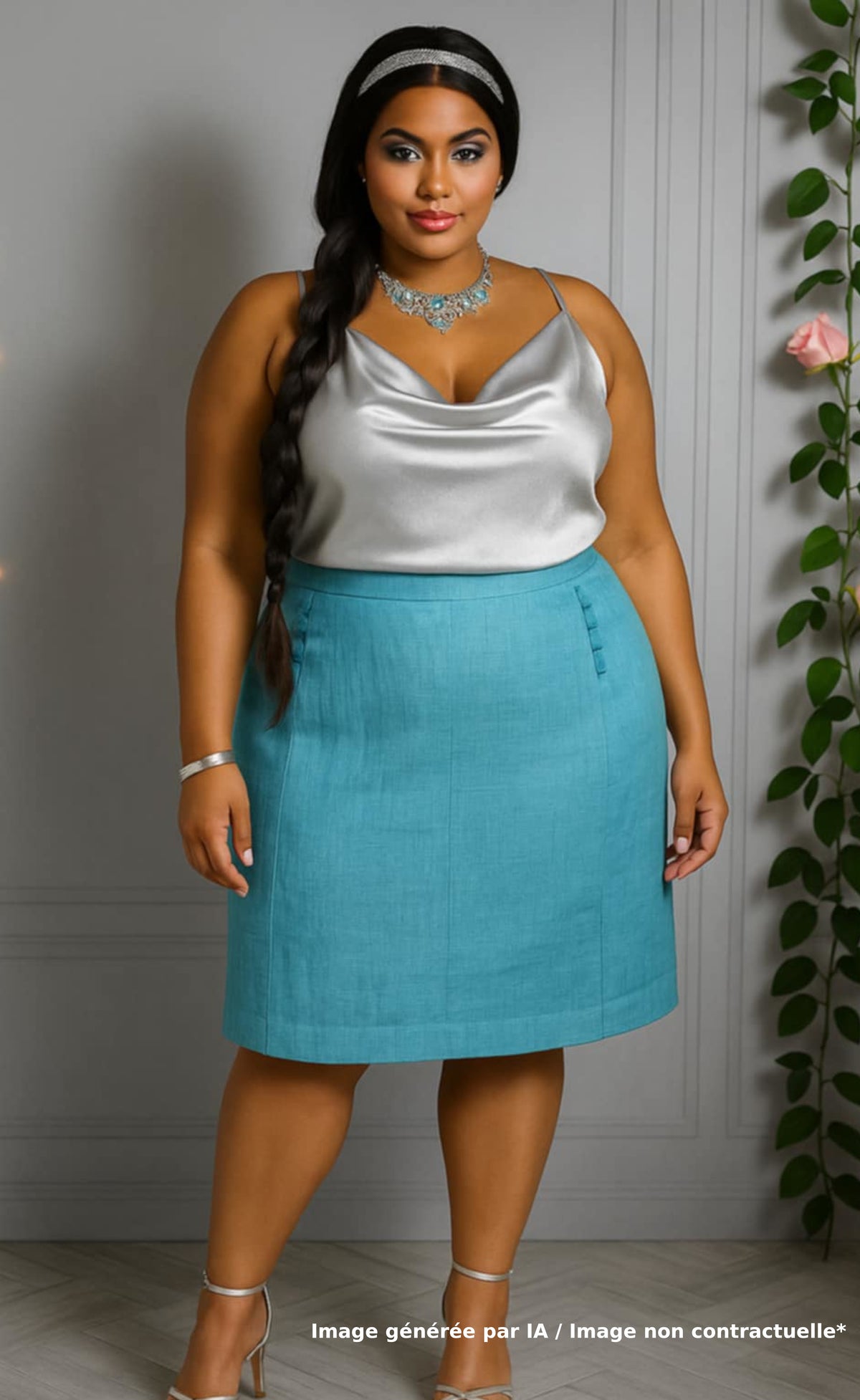Jupe en lin turquoise