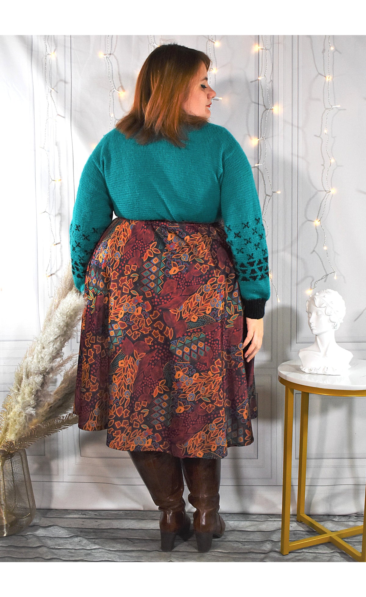Pull-over vert viride aux motifs noirs