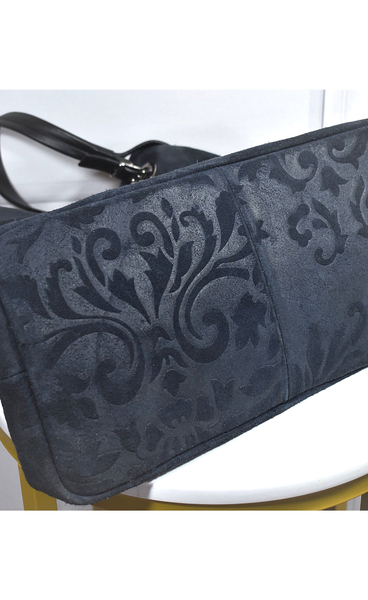 Grand sac à main en cuir bleu marine