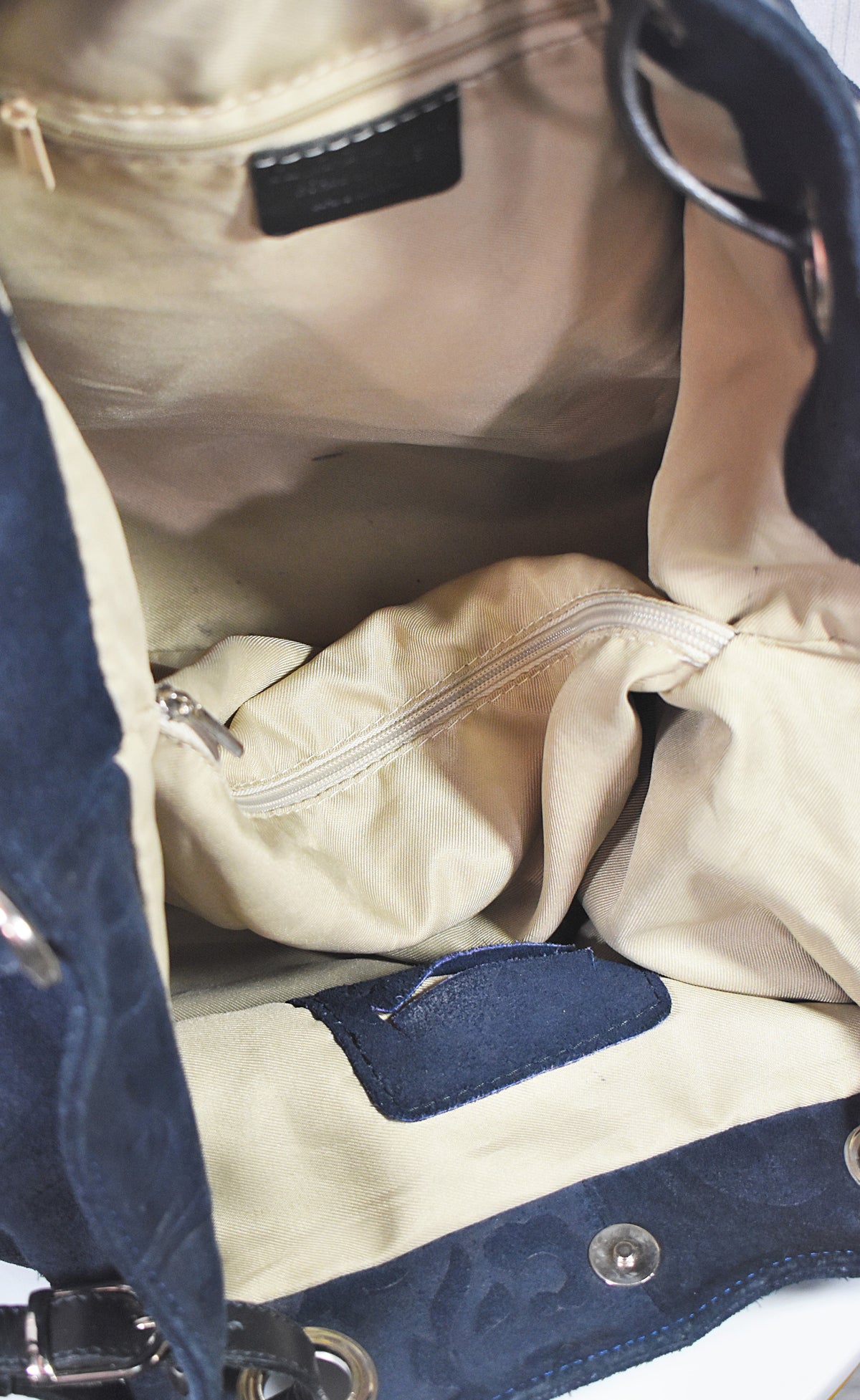 Grand sac à main en cuir bleu marine