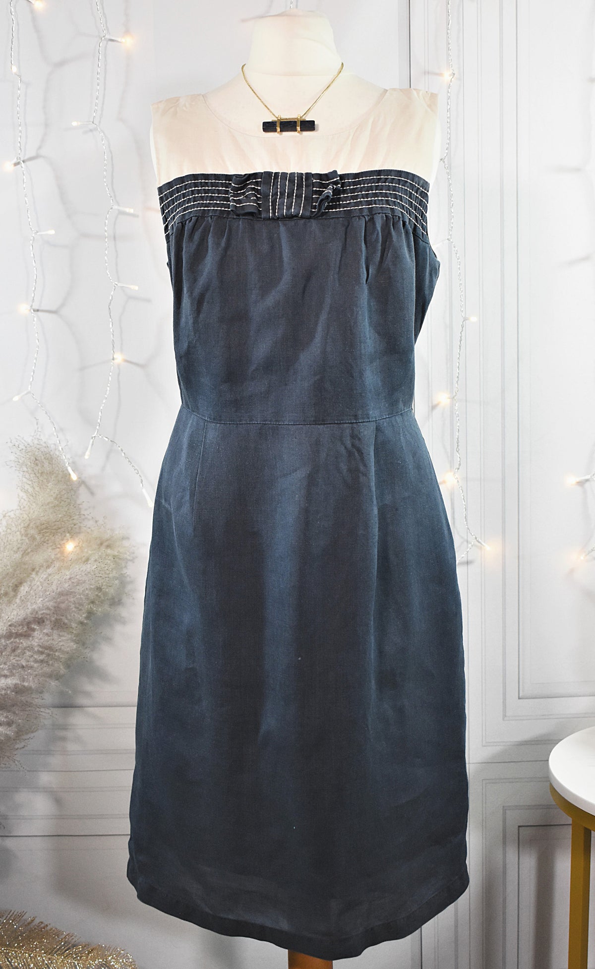 Robe midi bicolore en lin & ramie