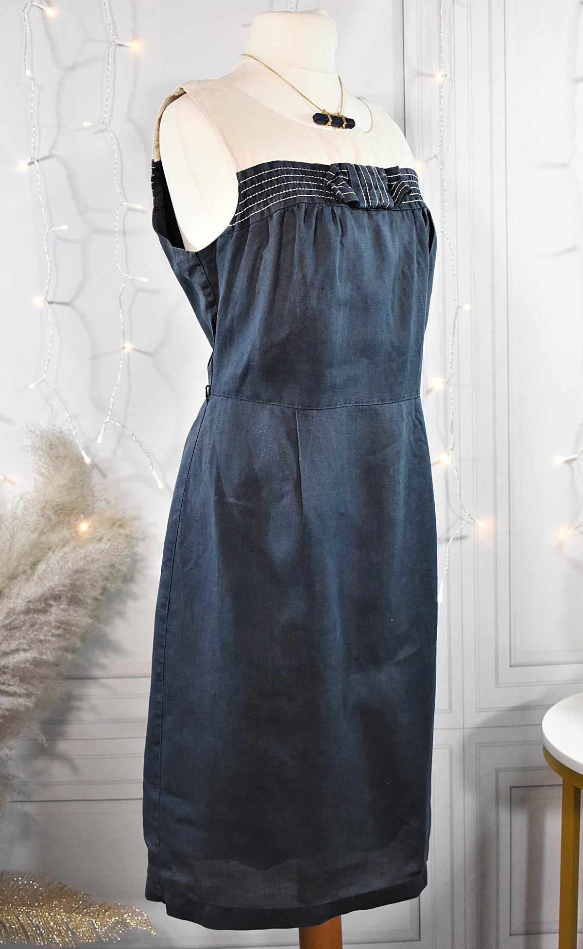 Robe midi bicolore en lin & ramie