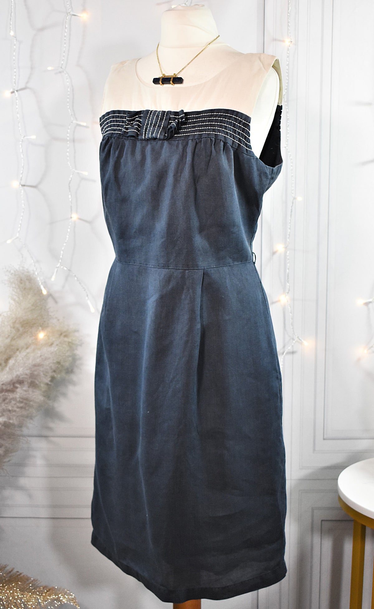 Robe midi bicolore en lin & ramie