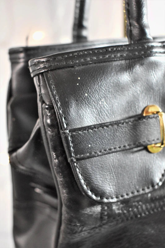 Sac à main noir patchwork style cuir d’agneau