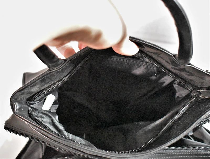 Sac à main noir patchwork style cuir d’agneau