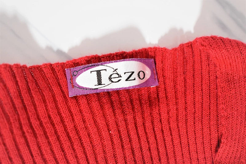 Cardigan en coton vintage rouge coquelicot, dentelle blanche Tezo - Made in France