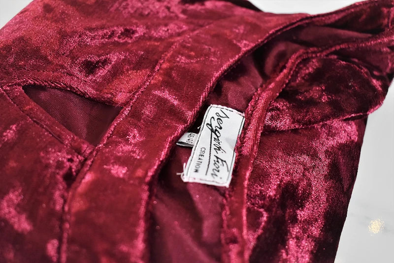 Top vintage en velours rouge bordeaux