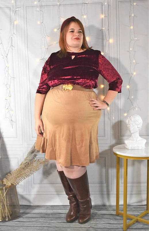 Haut en velours bordeaux vintage à manches 3/4 Sergio di Fiori