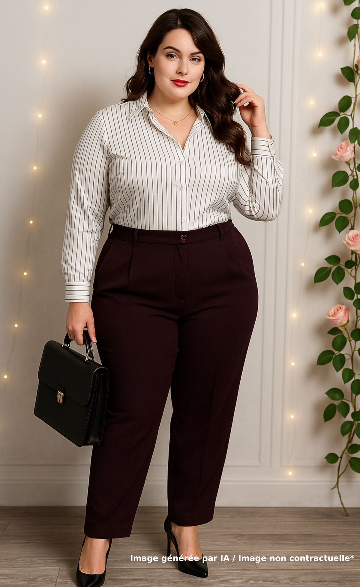 Pantalon à pinces prune