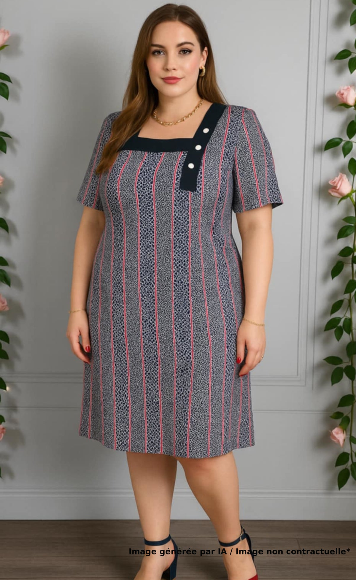 Robe vintage rayures roses & motifs animaliers