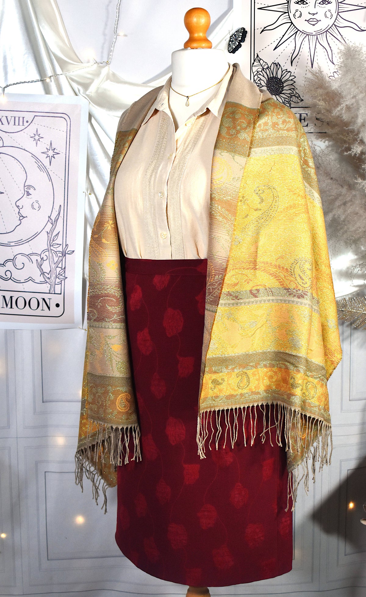 Chemise beige viscose coton lin broderie