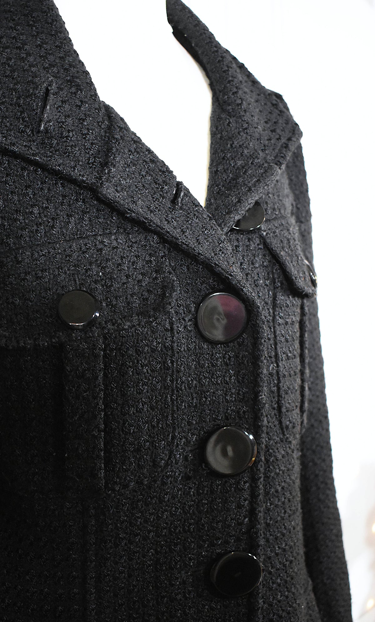 Manteau mi-long noir laine mélangée