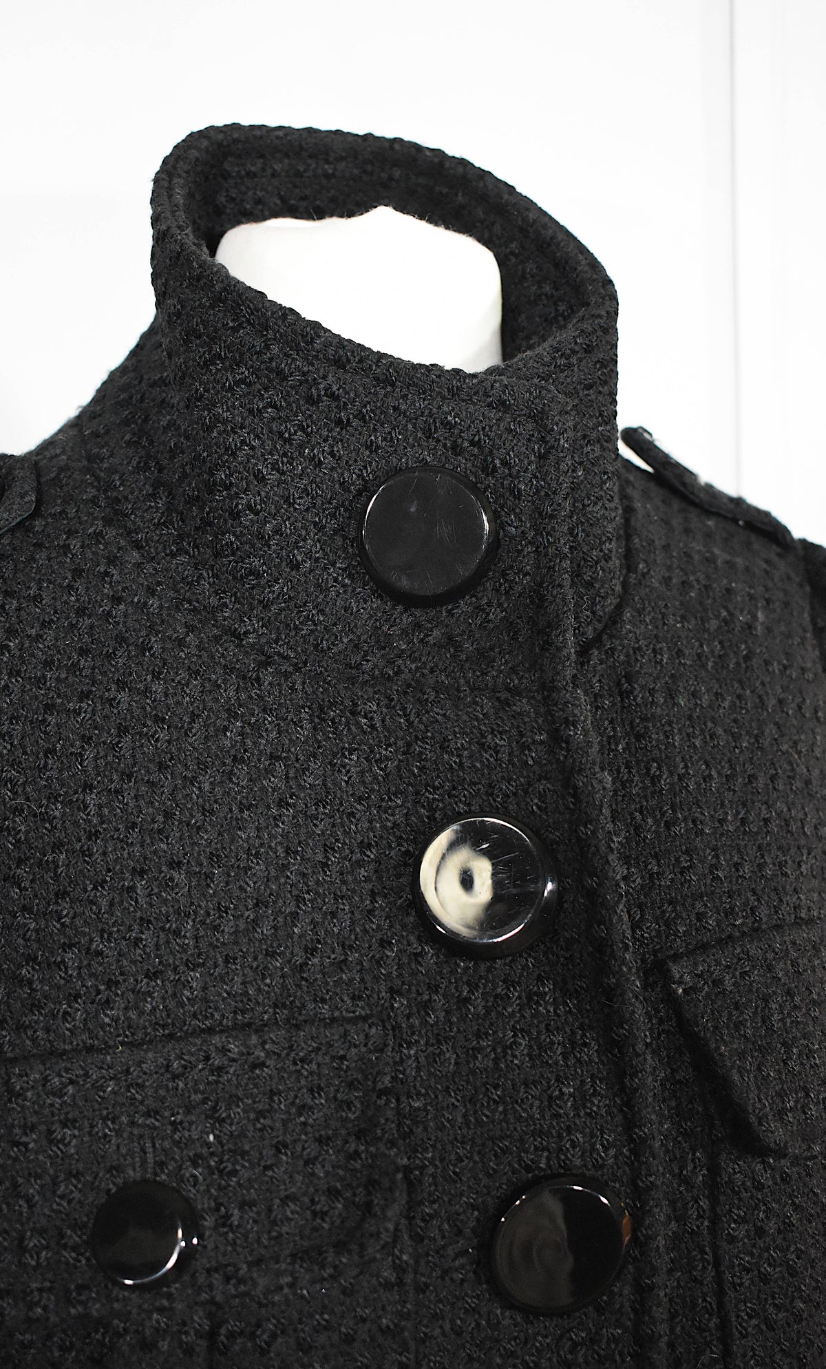 Manteau mi-long noir laine mélangée