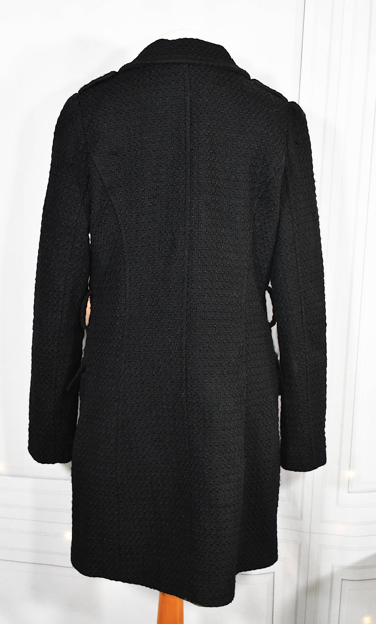 Manteau mi-long noir laine mélangée