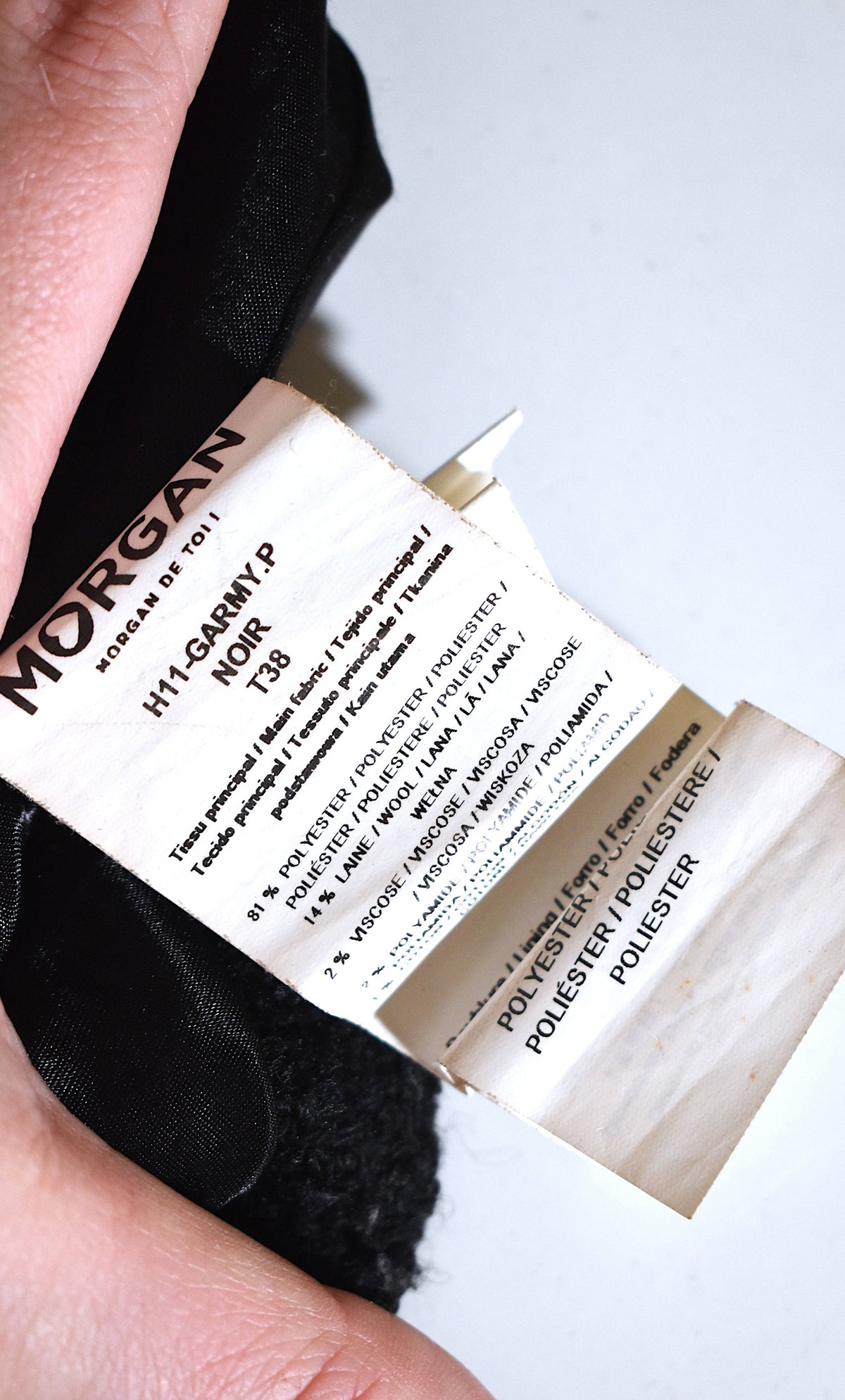 Manteau mi-long noir laine mélangée