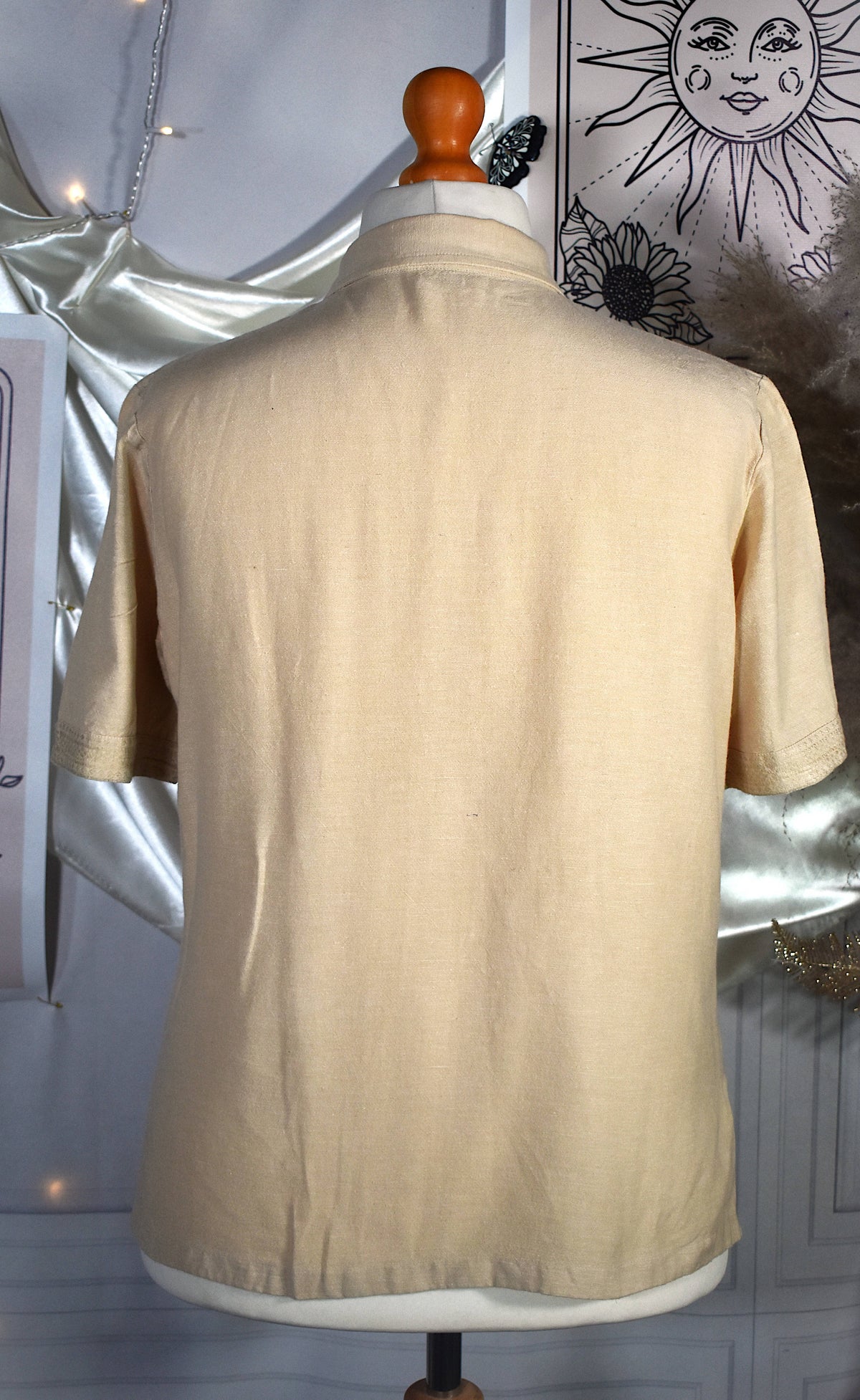 Chemise beige viscose coton lin broderie
