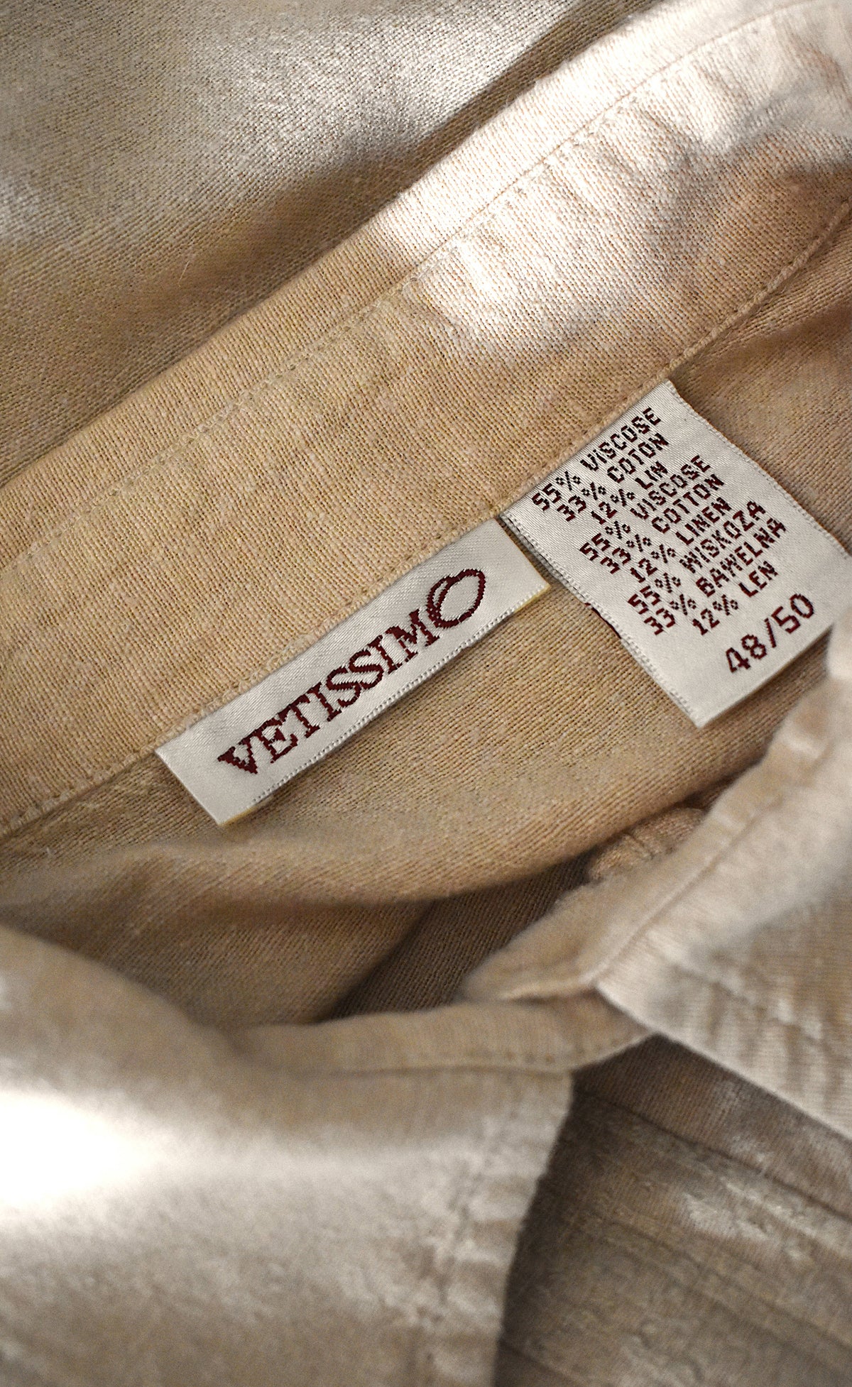 Chemise beige viscose coton lin broderie