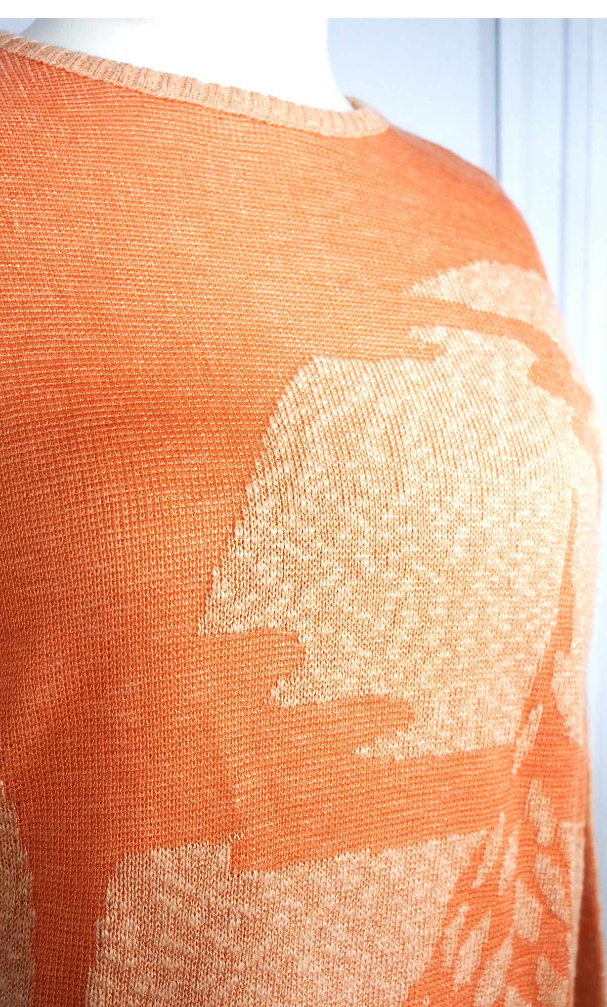 Pull vintage coton abricot motif abstrait – Made in France