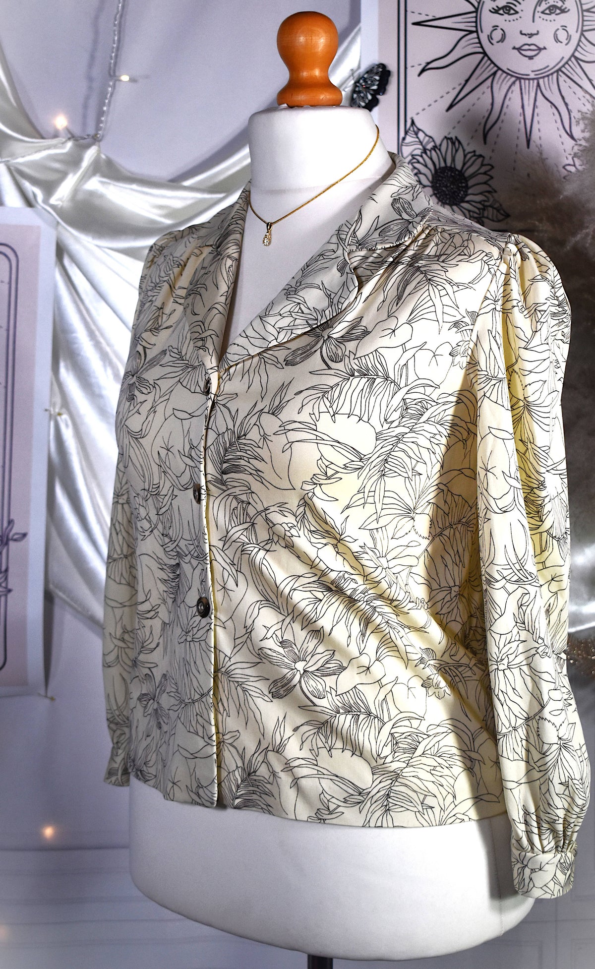 Chemise crème motif jungle graphique