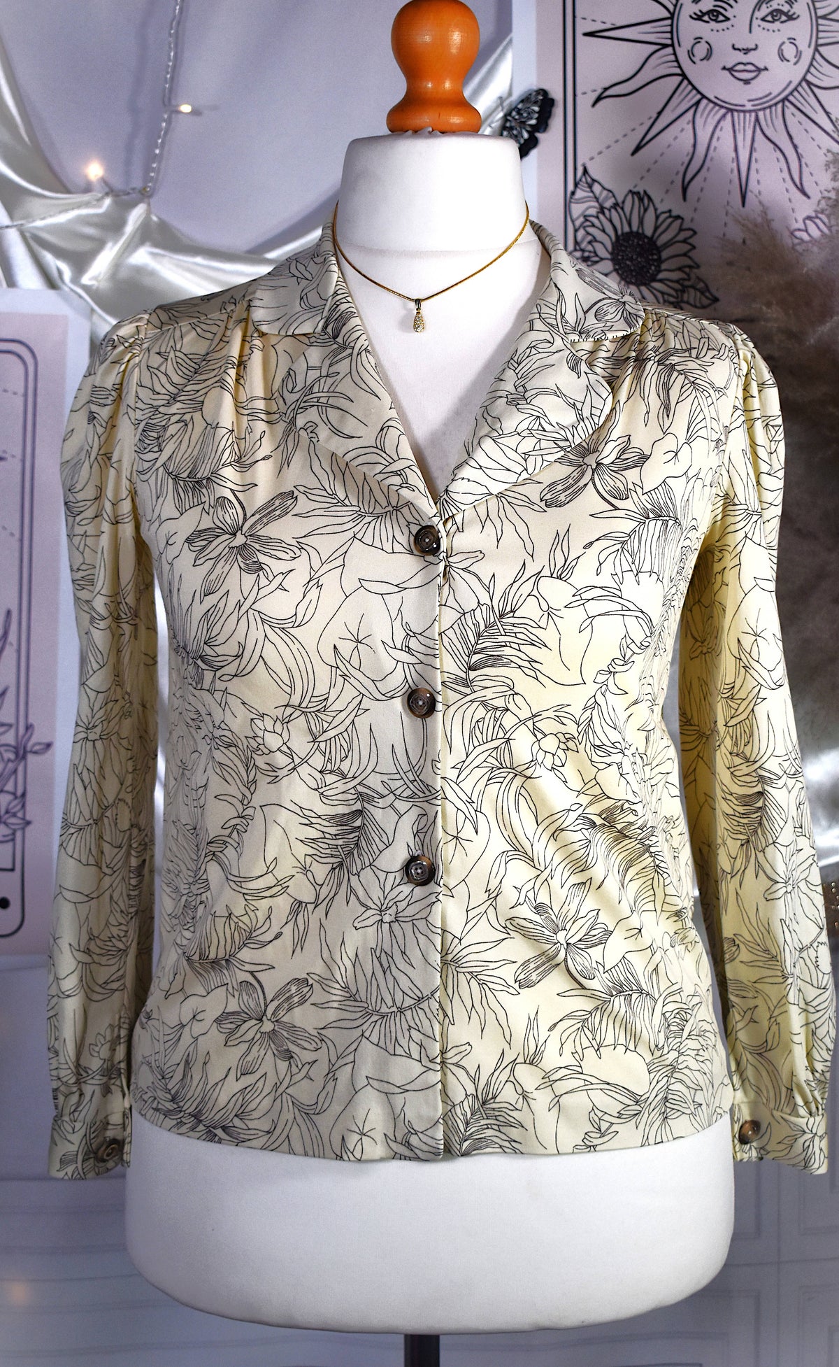 Chemise crème motif jungle graphique