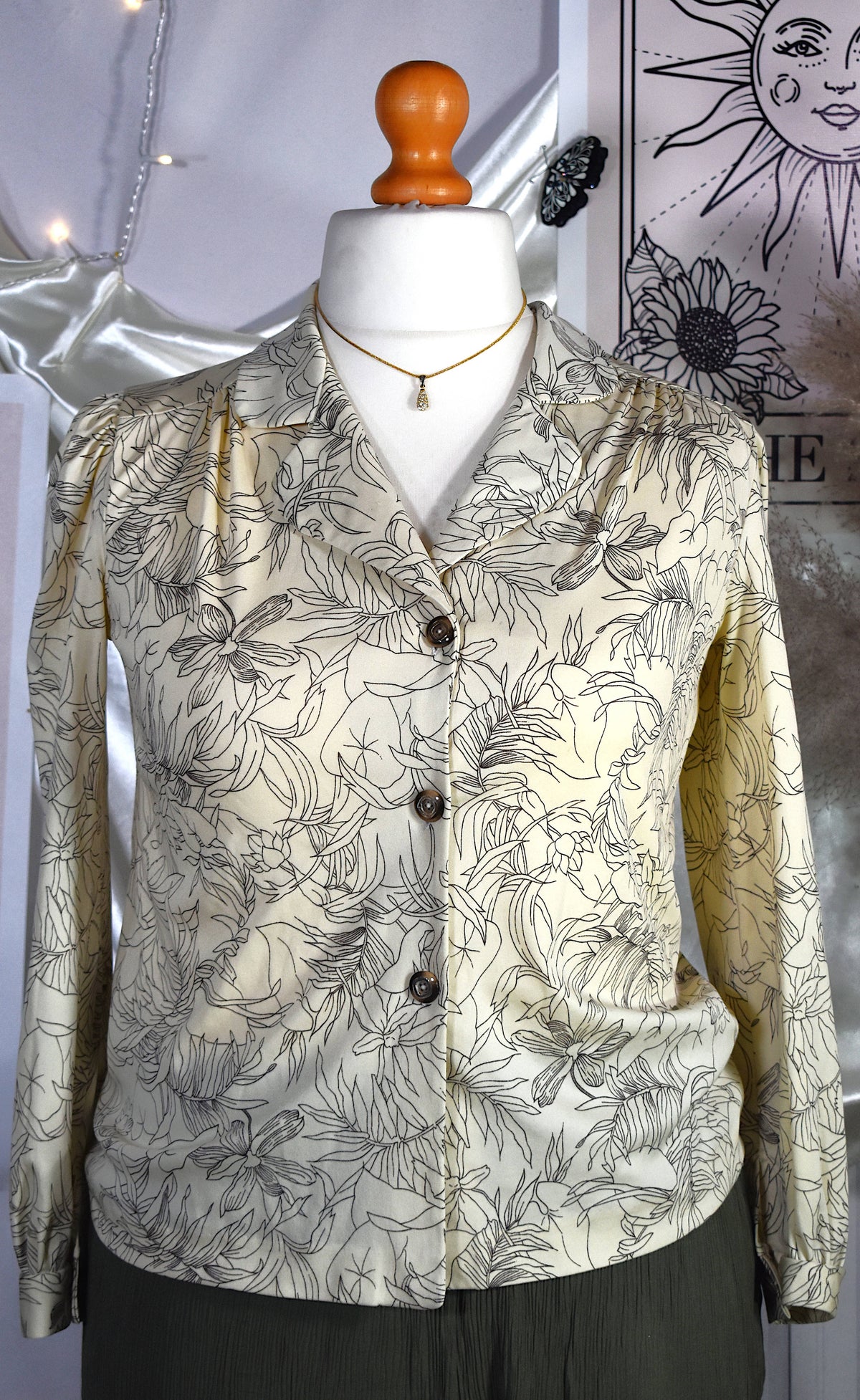 Chemise crème motif jungle graphique