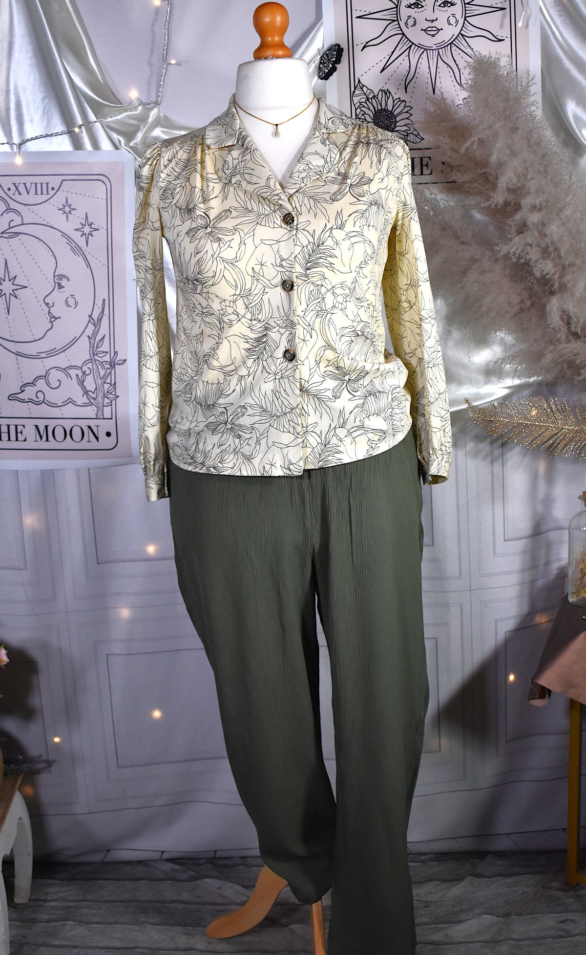 Chemise crème motif jungle graphique