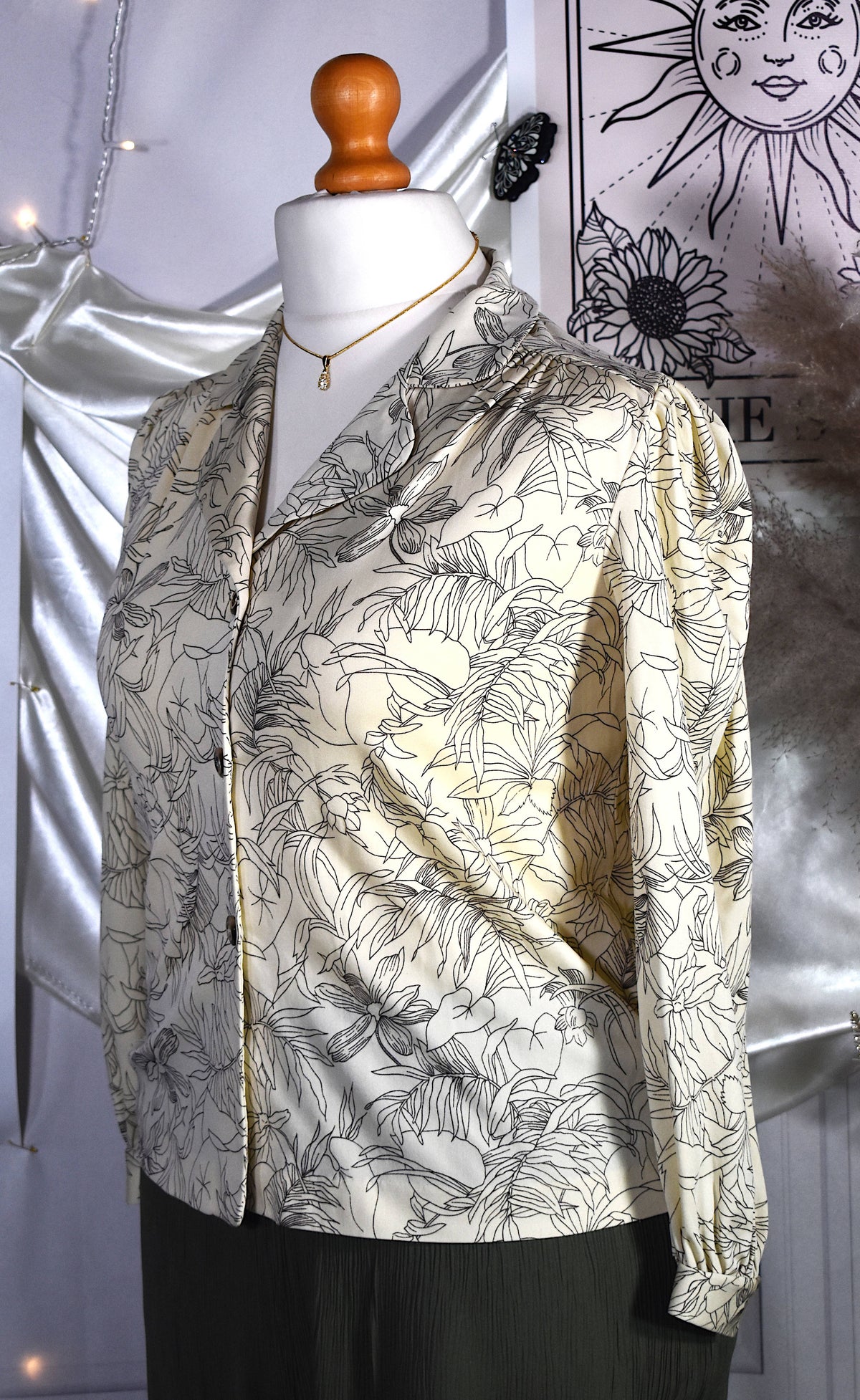 Chemise crème motif jungle graphique