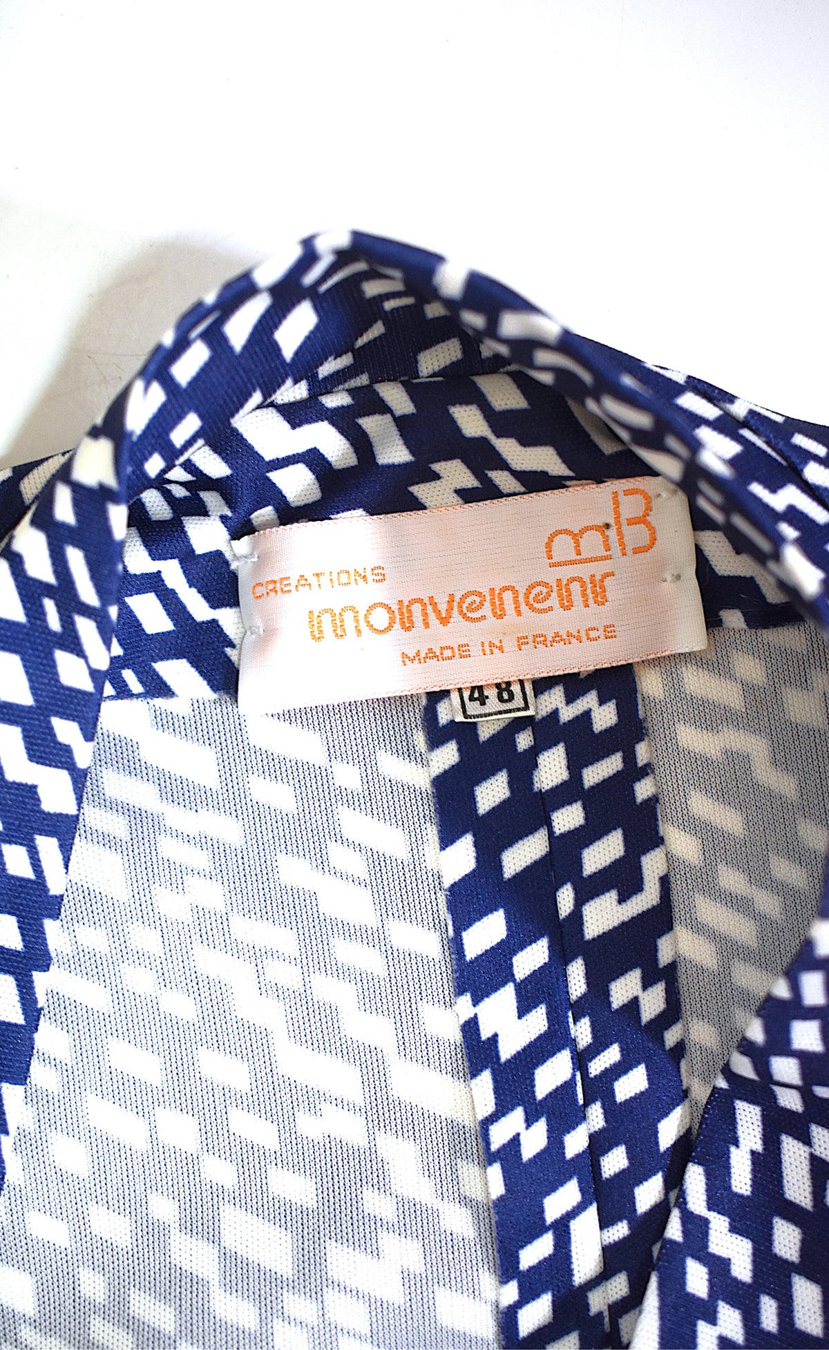 Blouse vintage graphique bleue & blanche