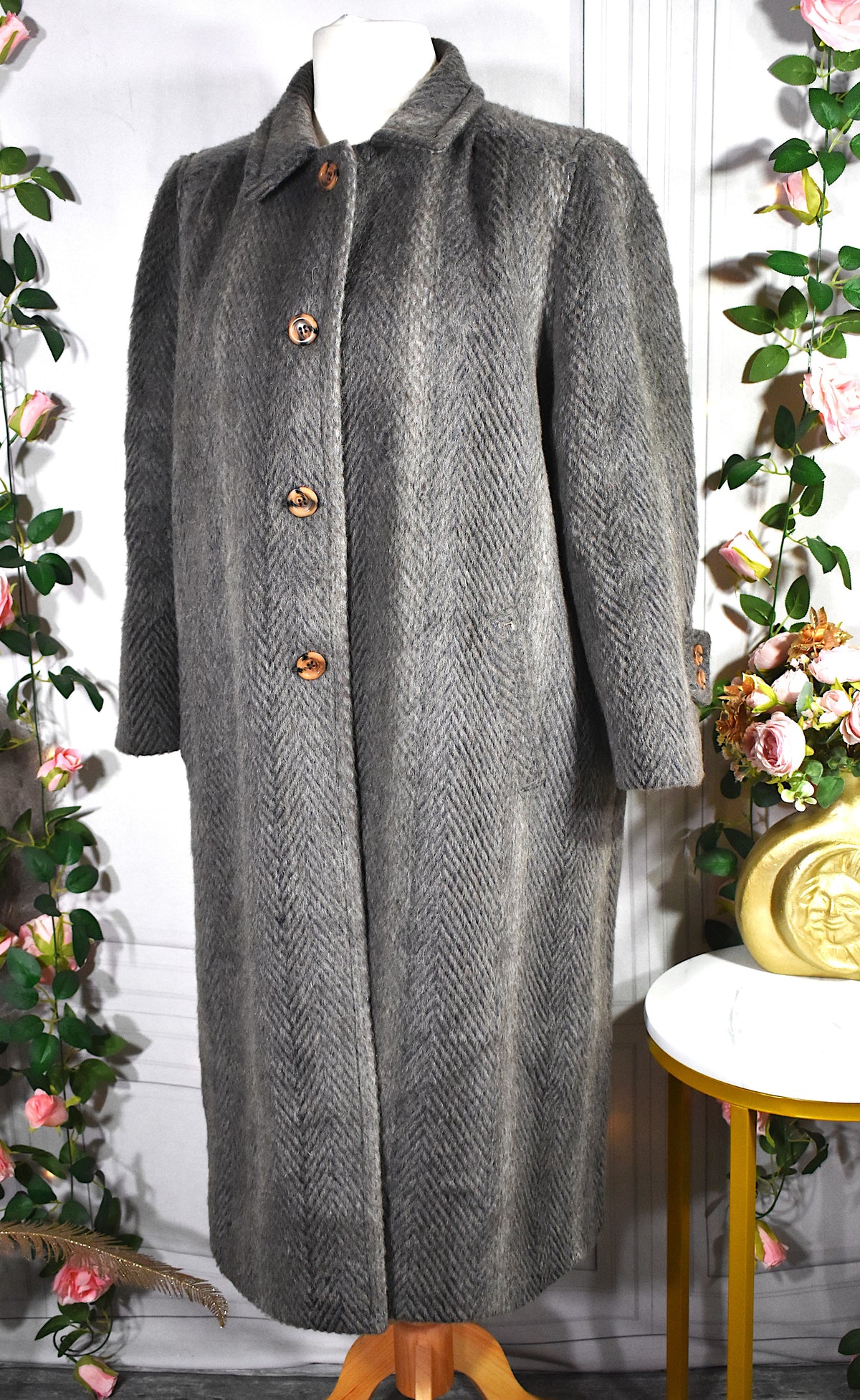 Manteau long laine de lama gris