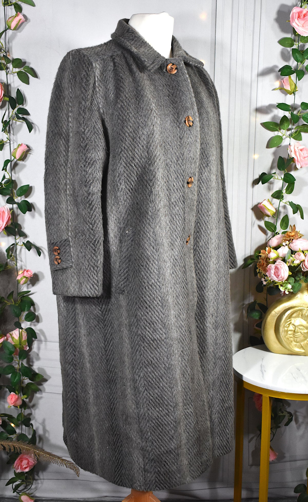 Manteau long laine de lama gris