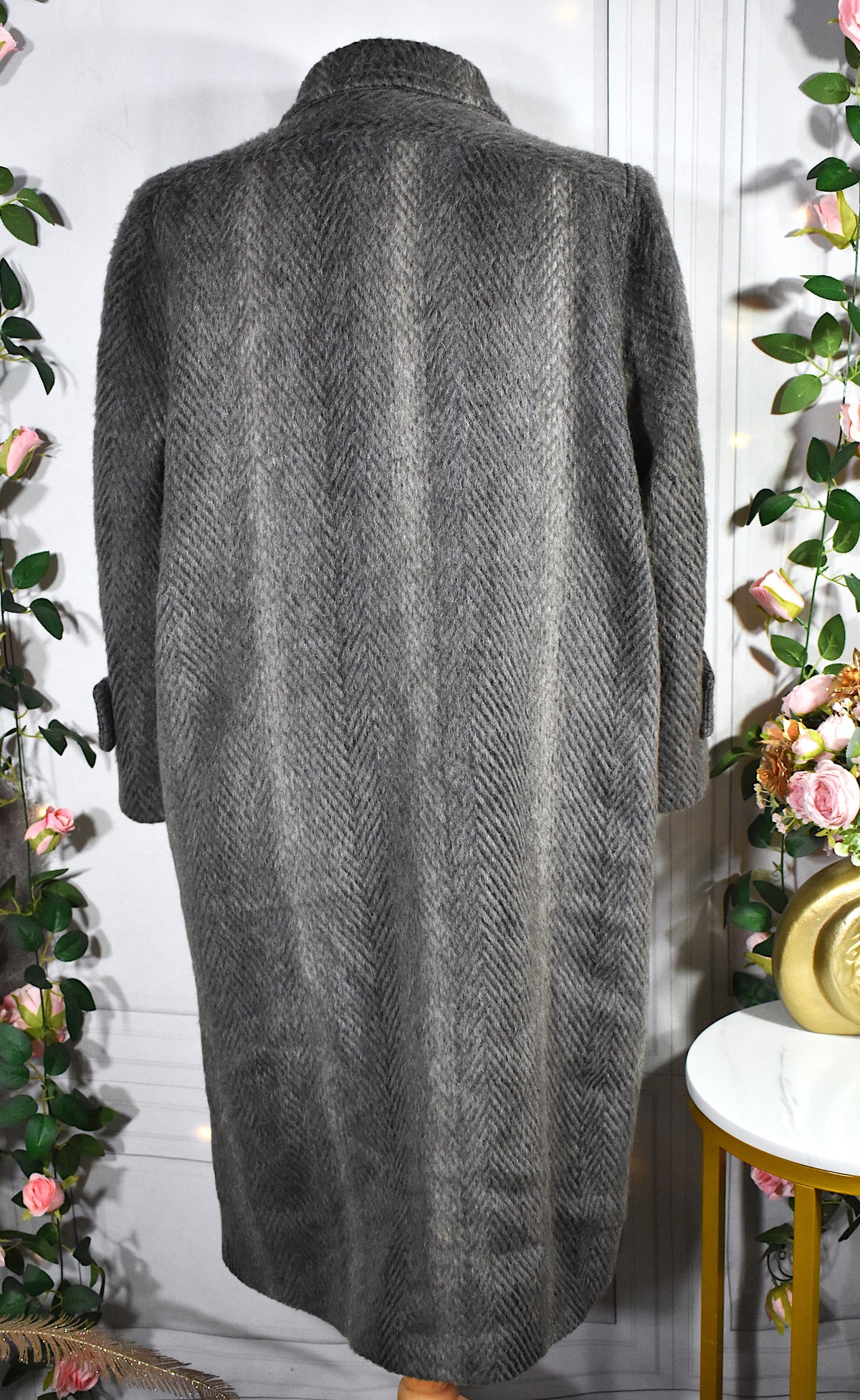 Manteau long laine de lama gris