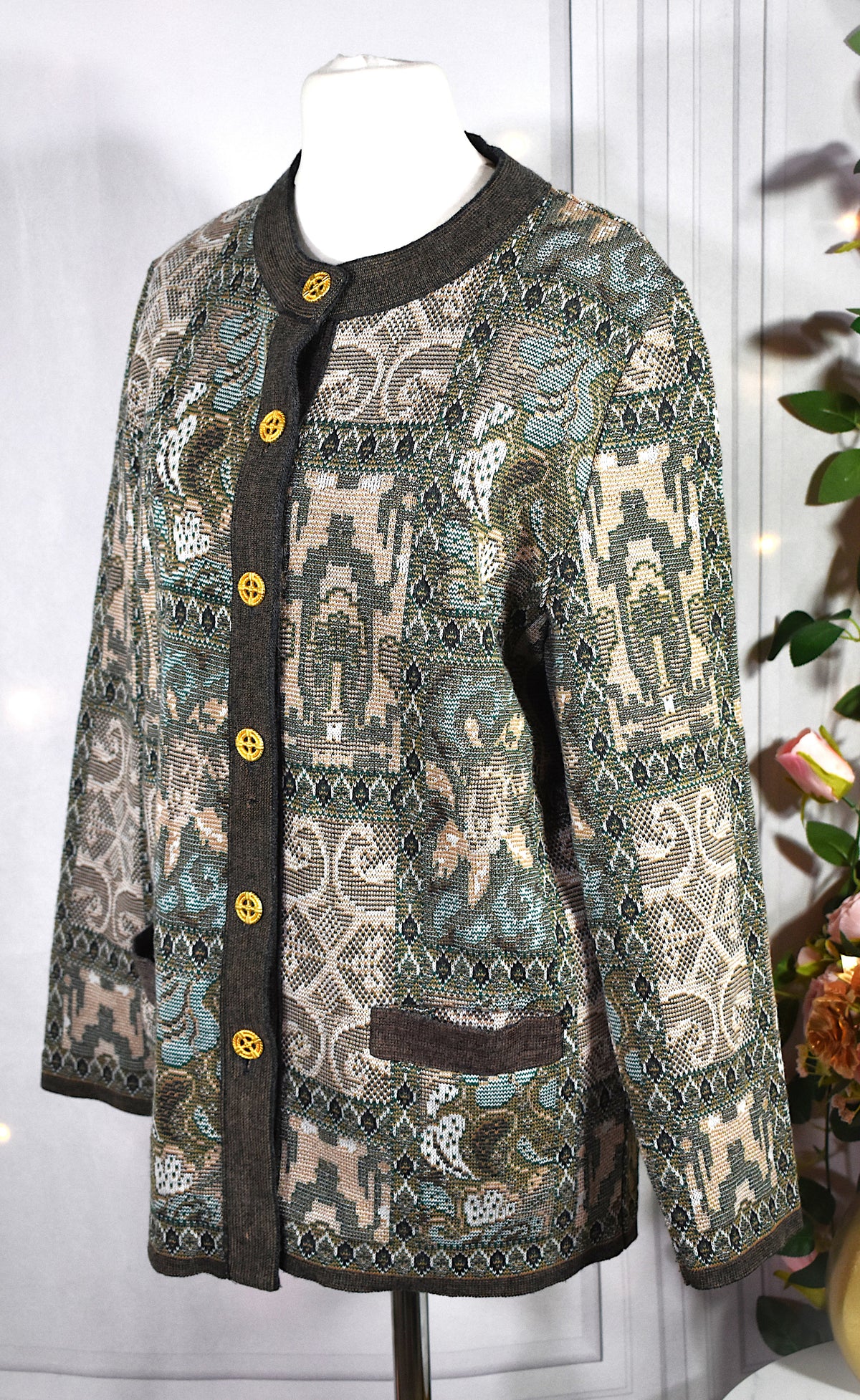 Gilet laine mélangée à motifs