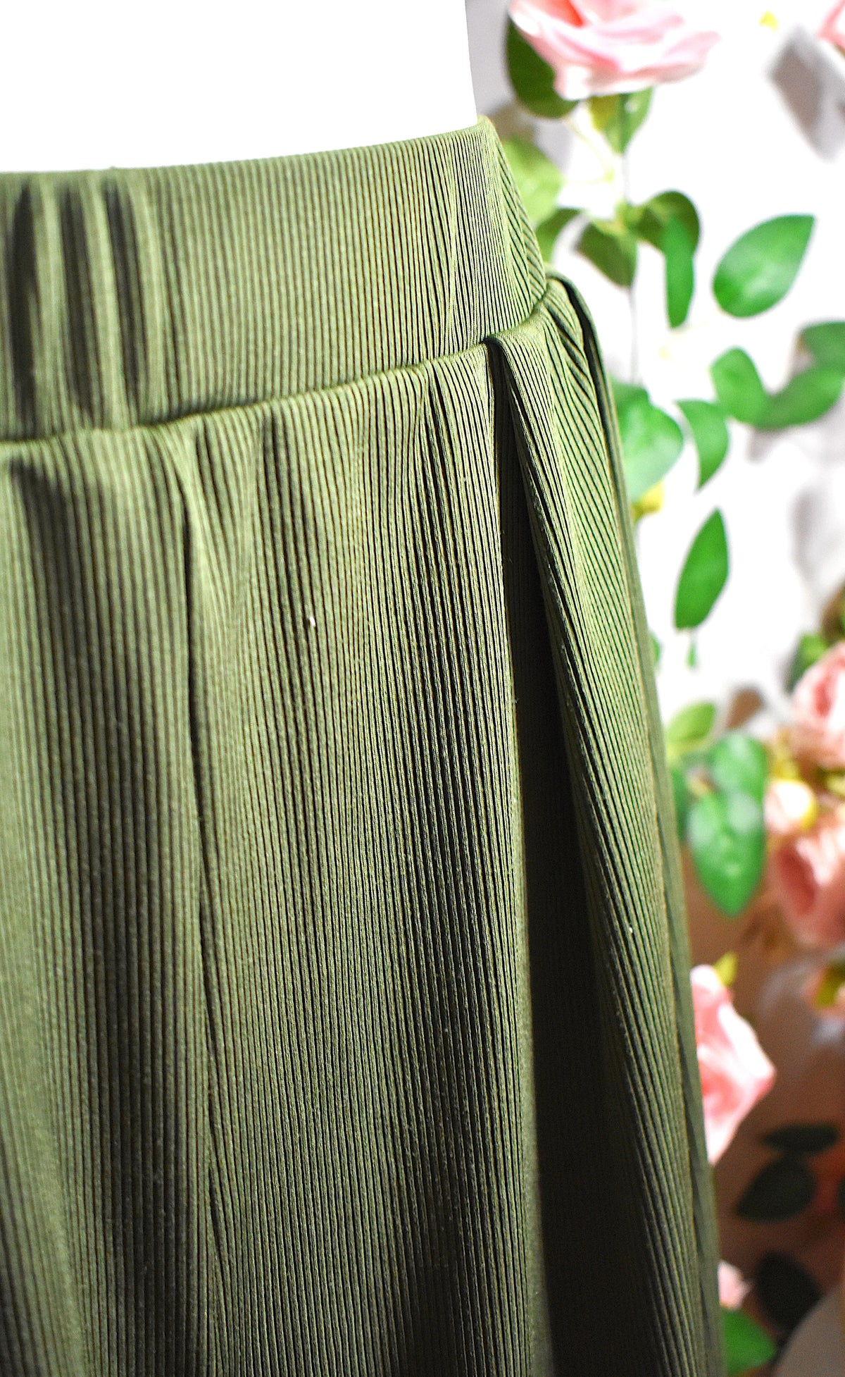 Short jupe culotte vert olive côtelé