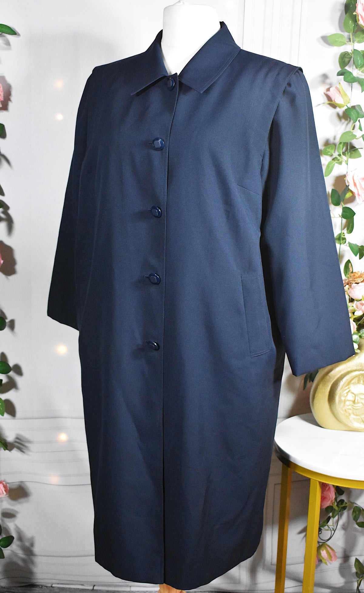 Gabardine bleu marine mi-longue